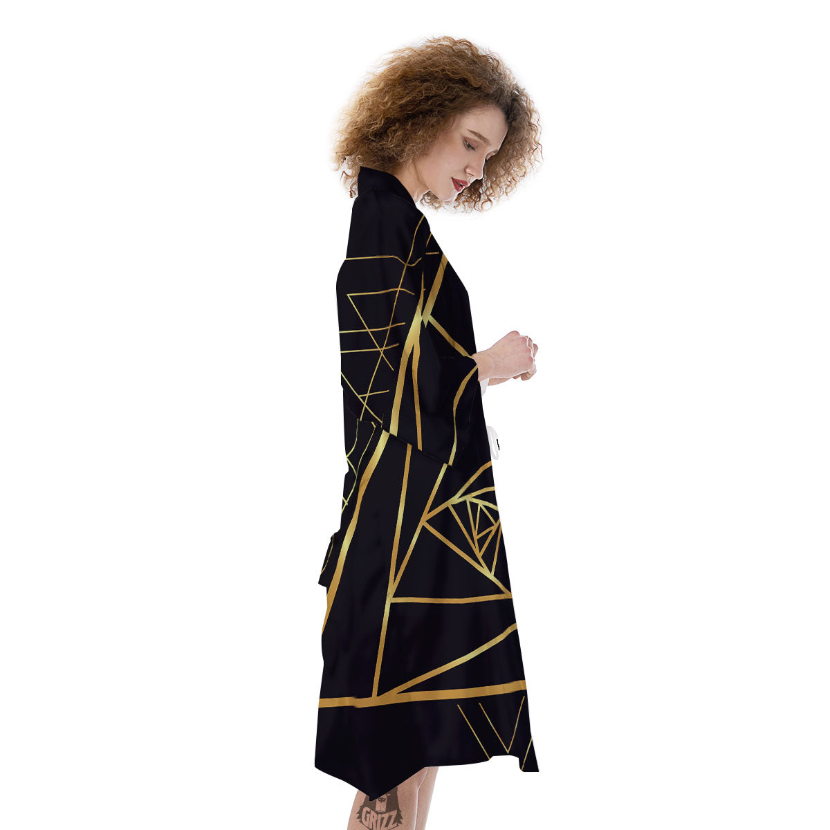 Pyramid Rose Print Kimono-grizzshop