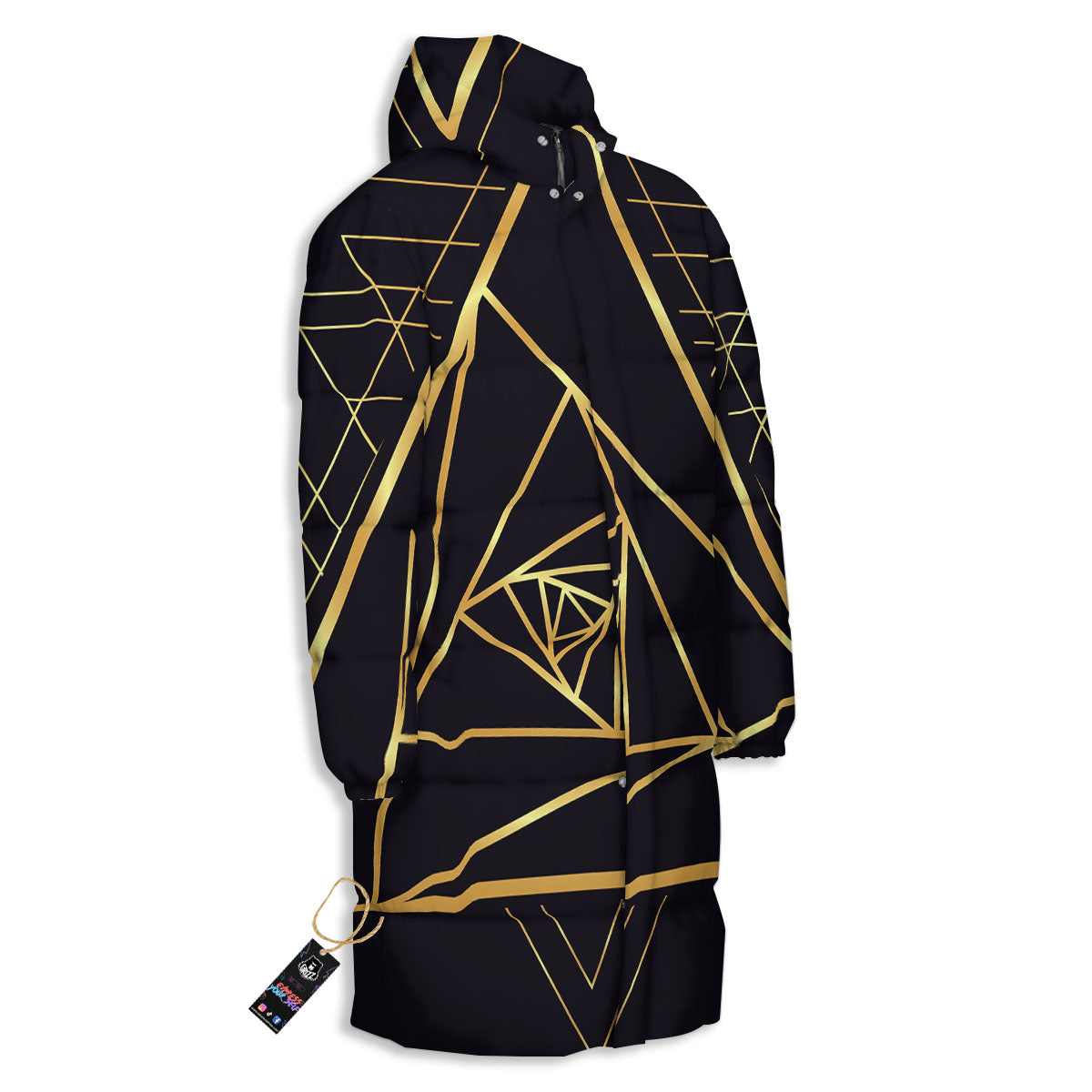 Pyramid Rose Print Long Down Jacket-grizzshop