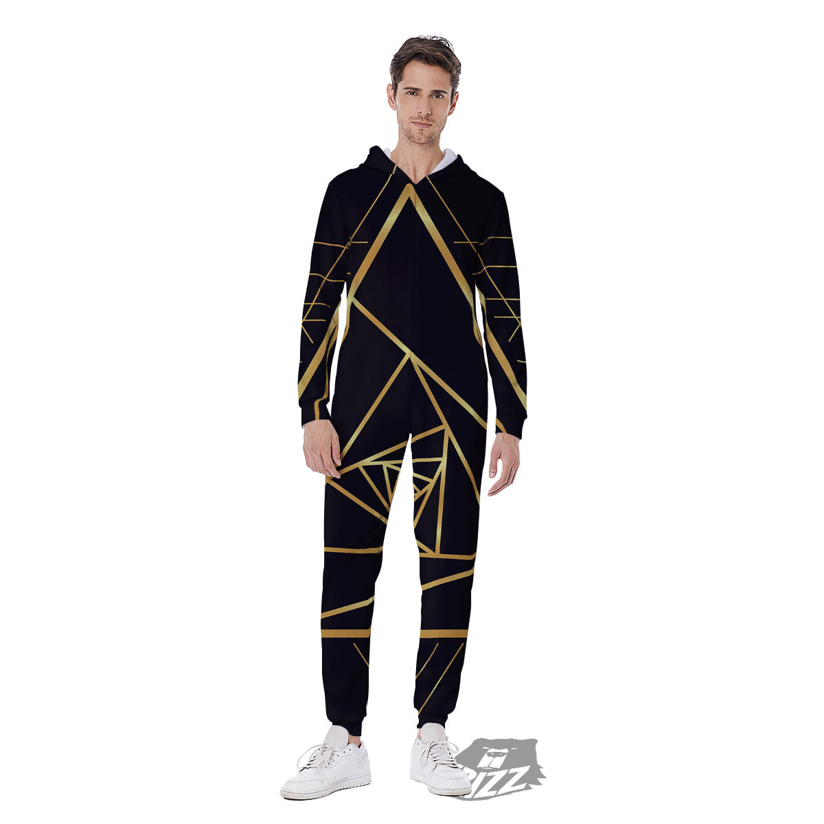 Pyramid Rose Print Men's Jumpsuit-grizzshop
