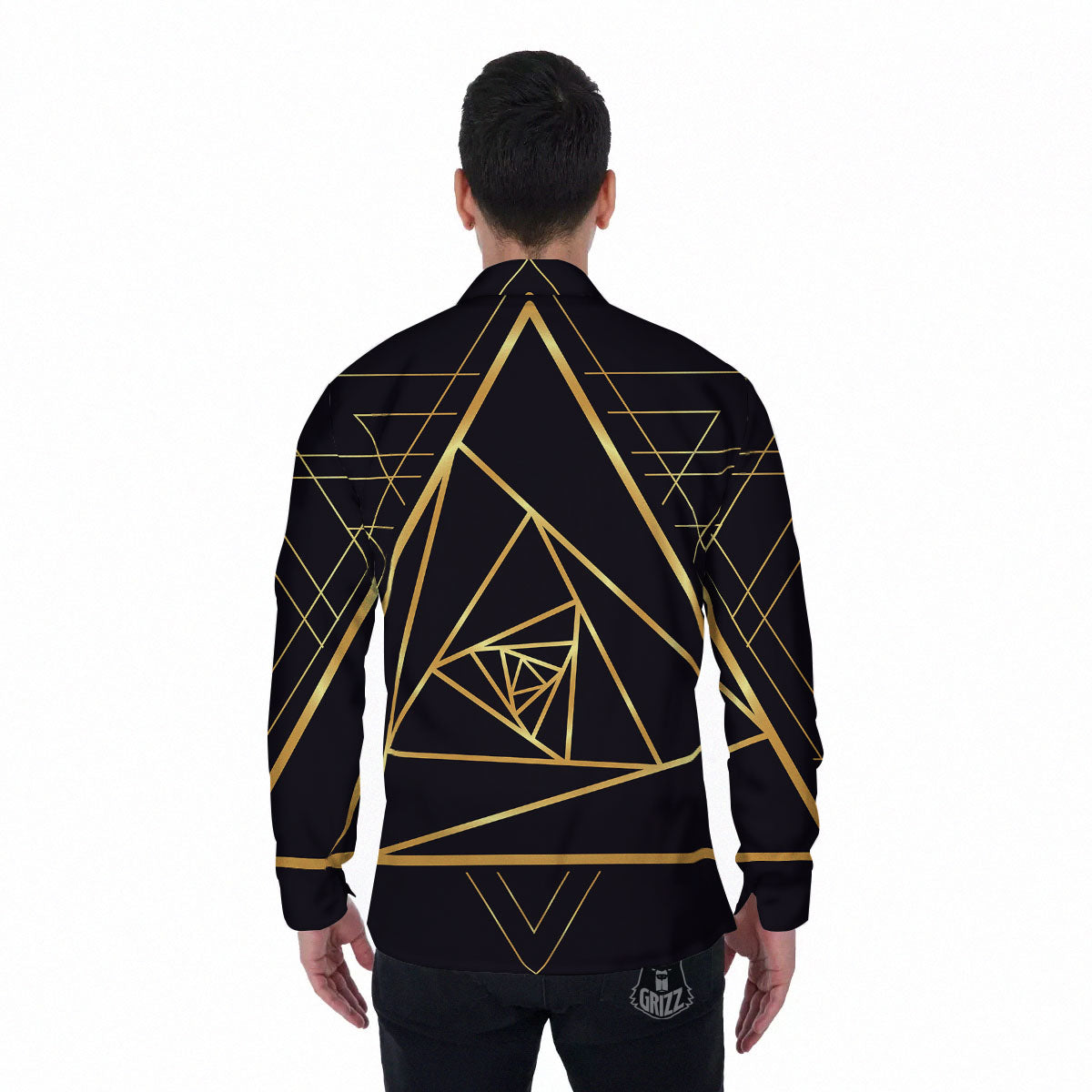 Pyramid Rose Print Men's Long Sleeve Shirts-grizzshop