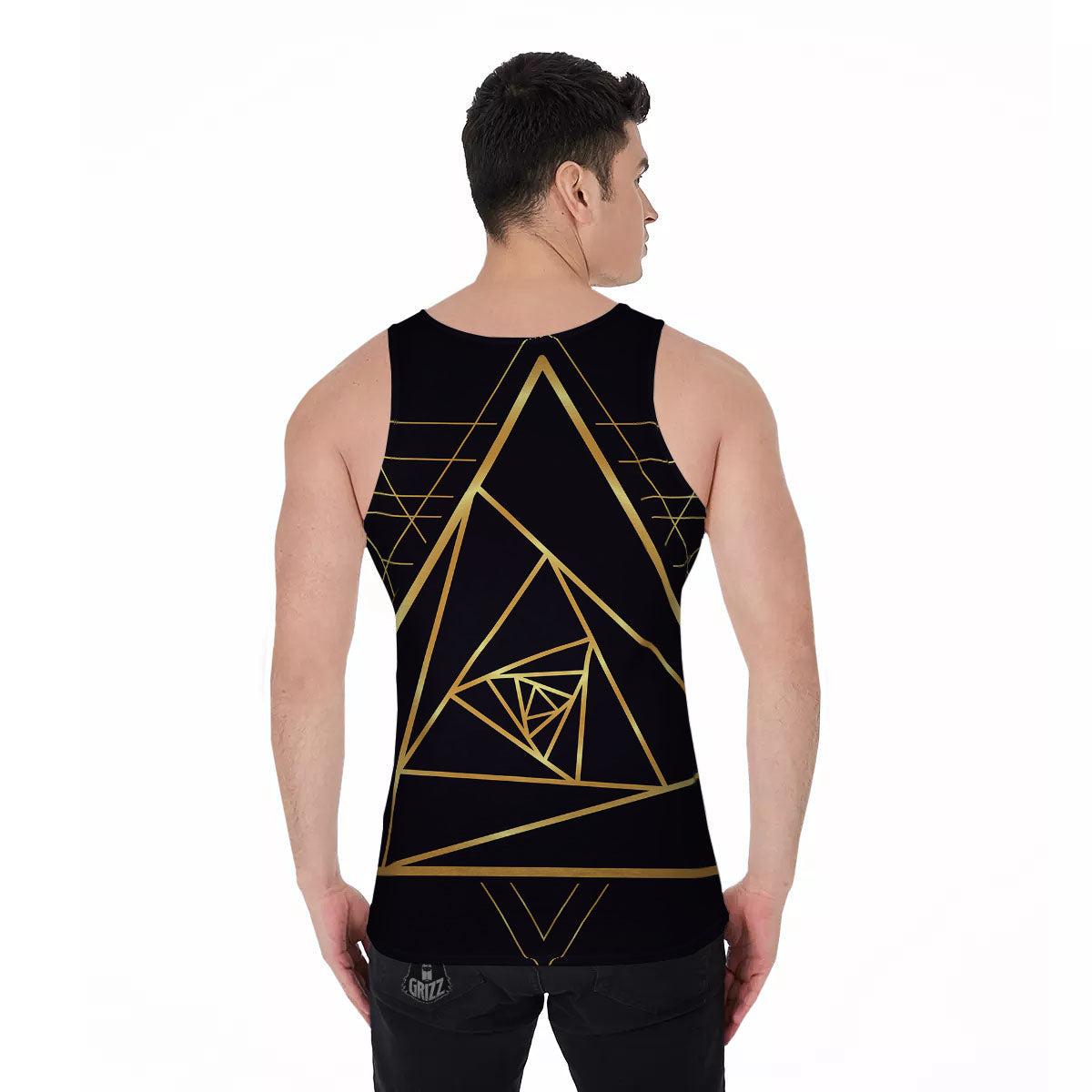 Pyramid Rose Print Men's Tank Top-grizzshop