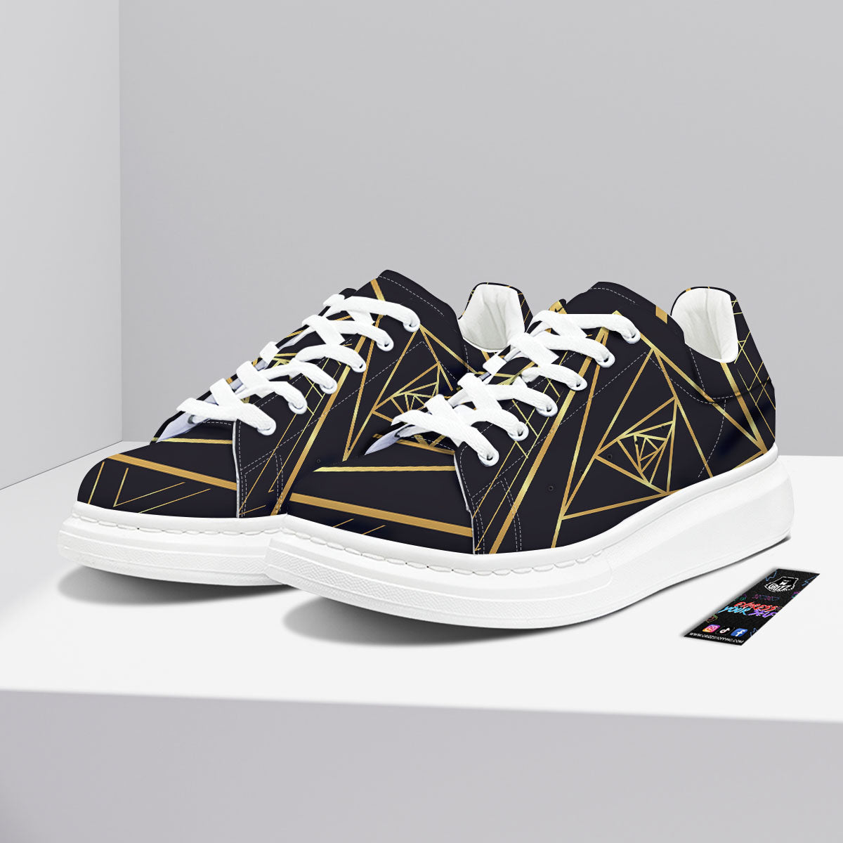 Pyramid Rose Print Platform Shoes-grizzshop