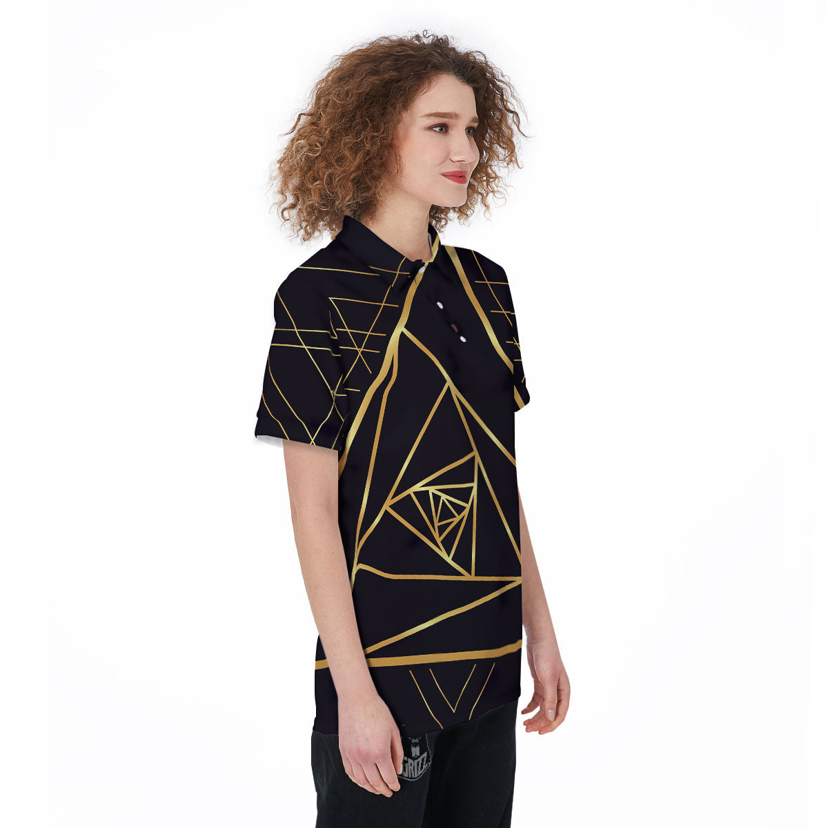 Pyramid Rose Print Women's Golf Shirts-grizzshop
