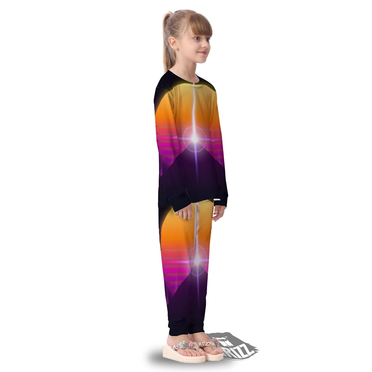 Pyramid Synthwave Print Kid's Pajamas-grizzshop