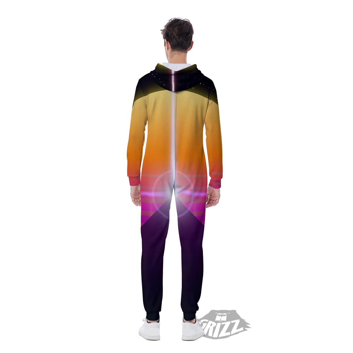 Pyramid Synthwave Print Men's Jumpsuit-grizzshop