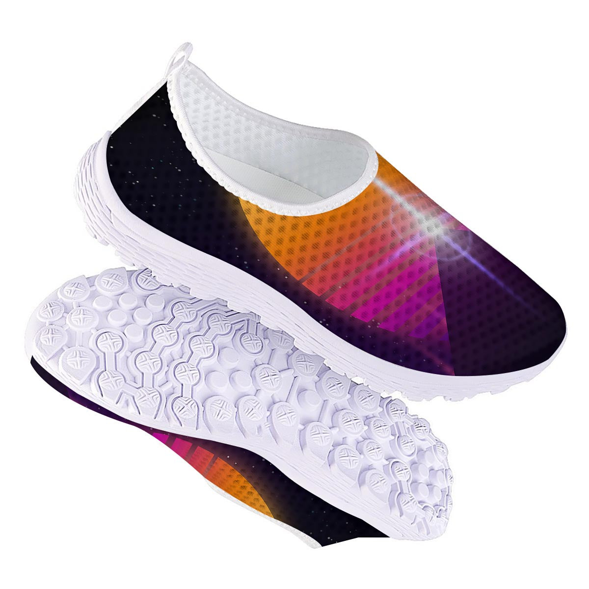 Pyramid Synthwave Print Nurse Shoes-grizzshop