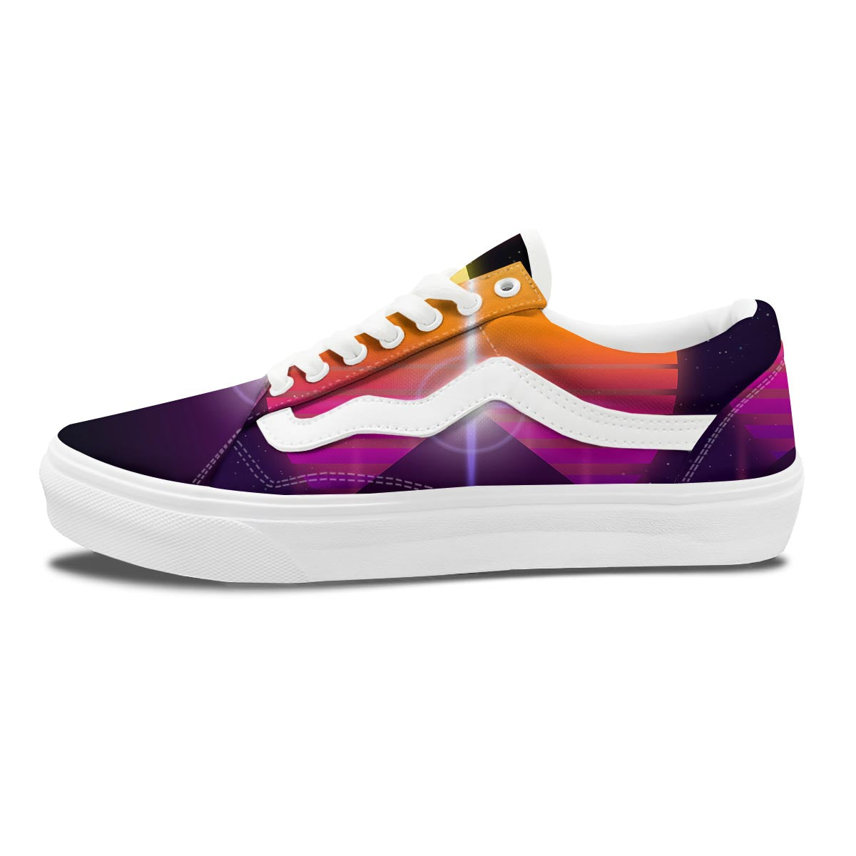 Pyramid Synthwave Print Skate Shoes-grizzshop
