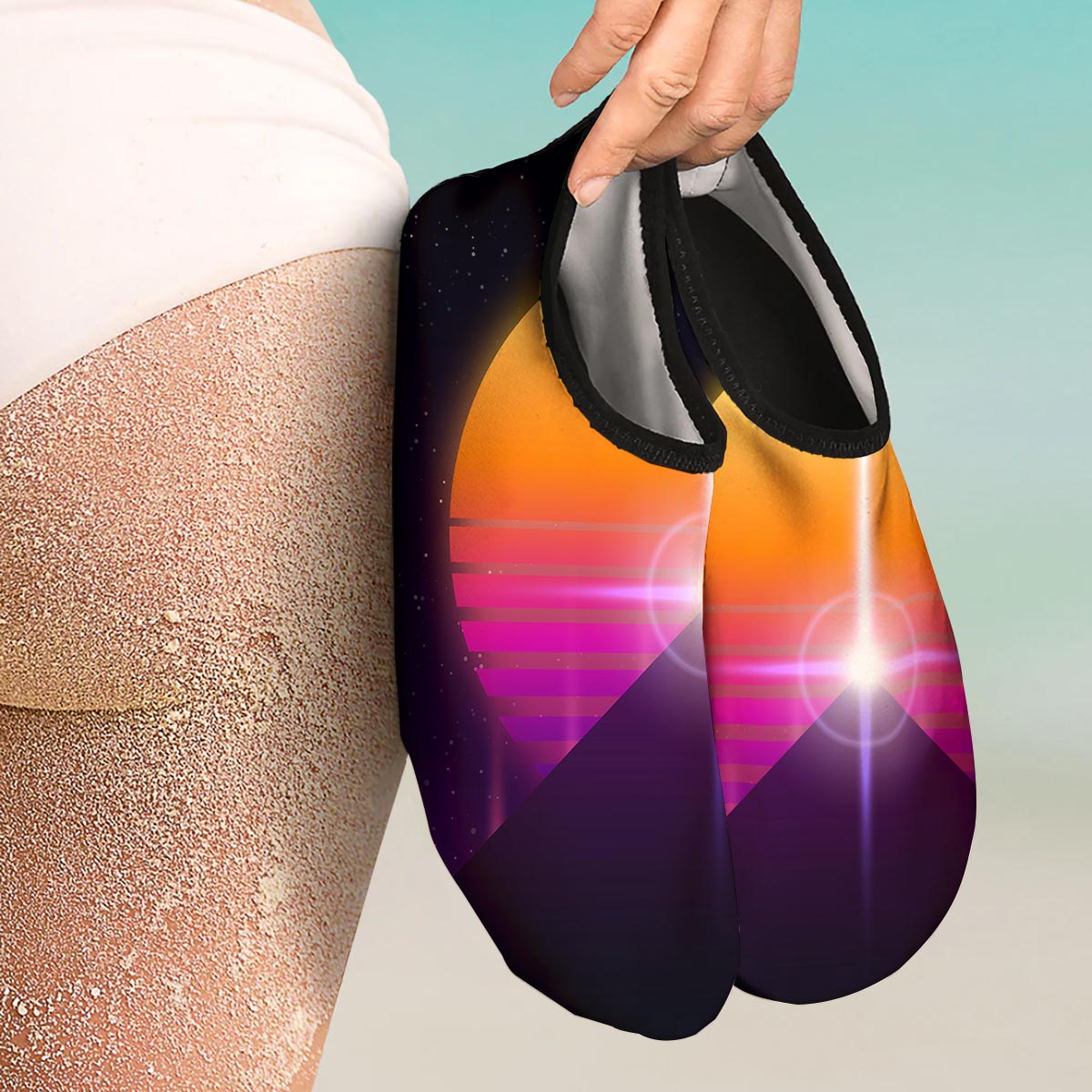 Pyramid Synthwave Print Water Shoes-grizzshop
