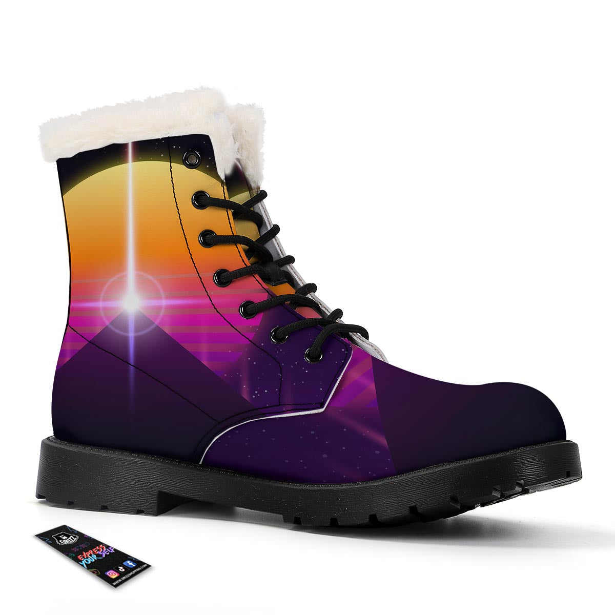 Pyramid Synthwave Print Winter Boots-grizzshop