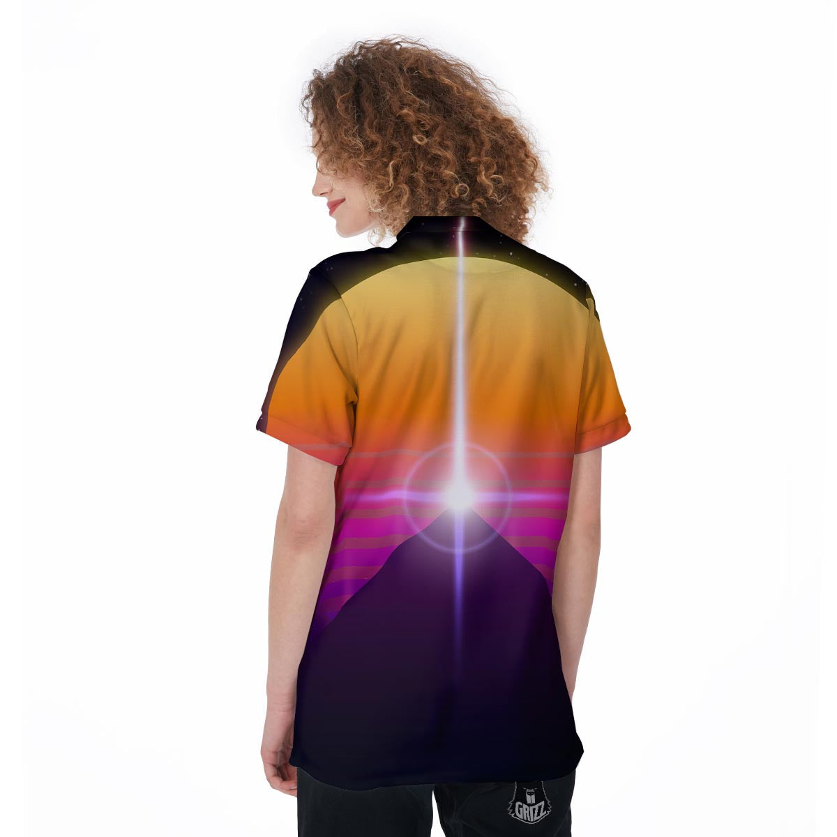 Pyramid Synthwave Print Women's Golf Shirts-grizzshop