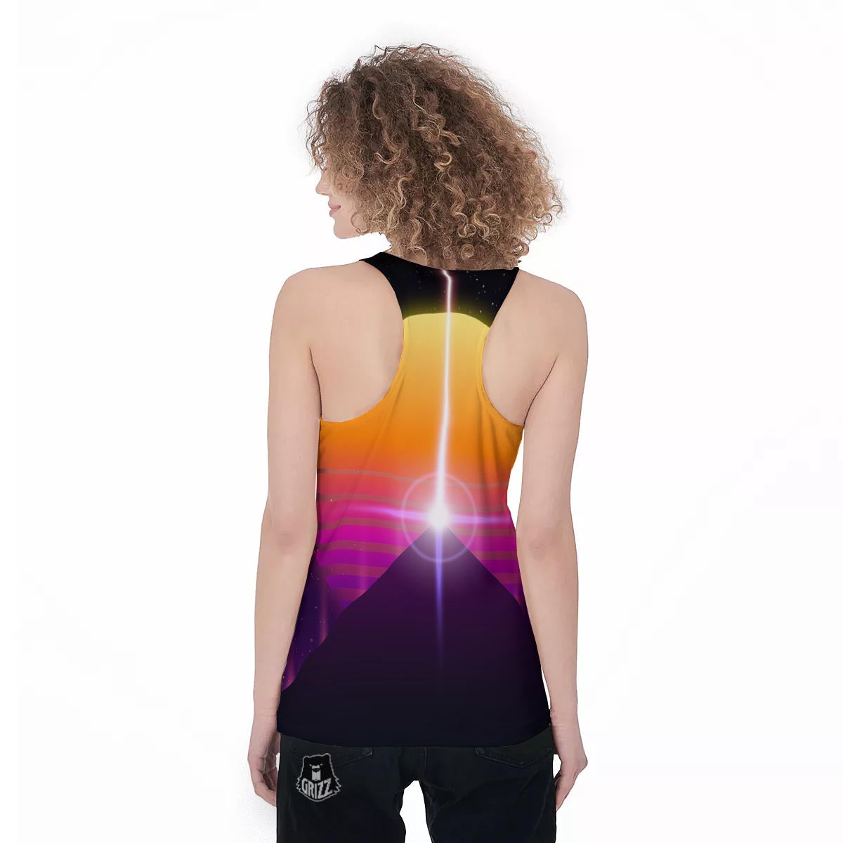 Pyramid Synthwave Print Women's Racerback Tank Top-grizzshop