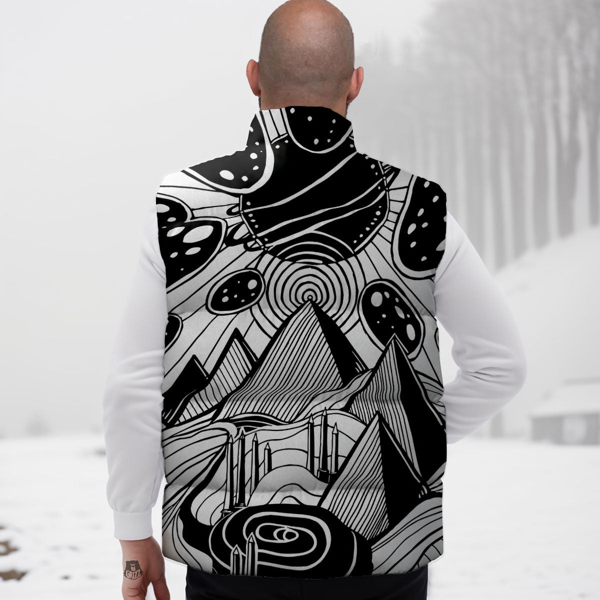 Pyramid U F O Print Down Vest