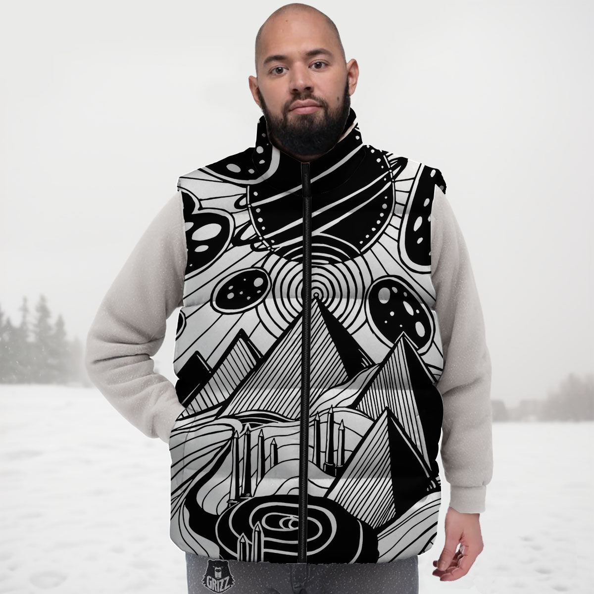 Pyramid U F O Print Down Vest