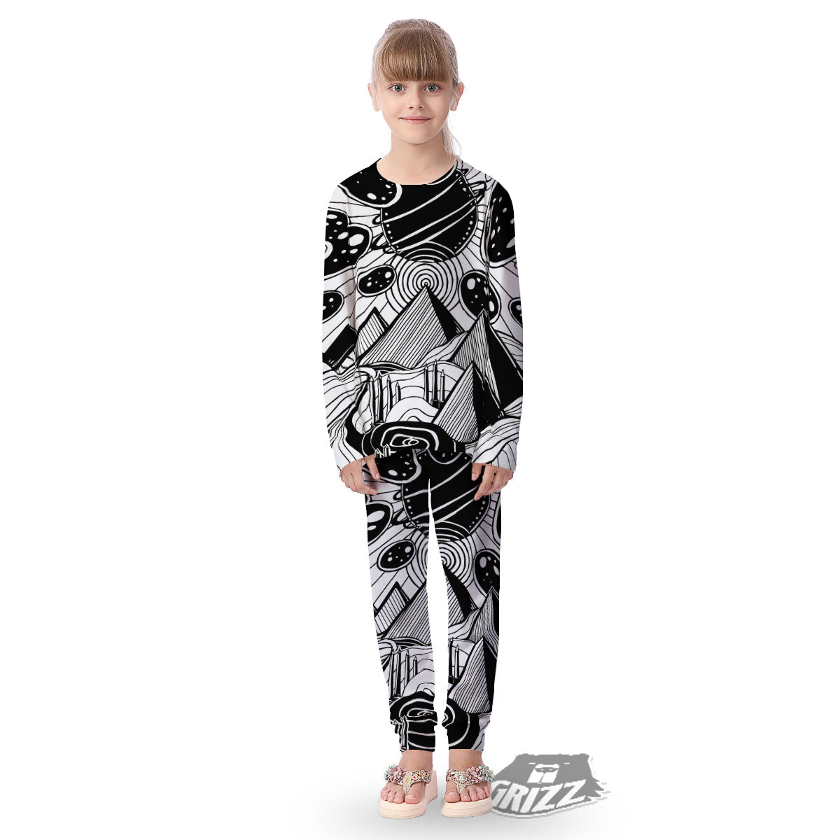 Pyramid UFO Print Kid's Pajamas-grizzshop