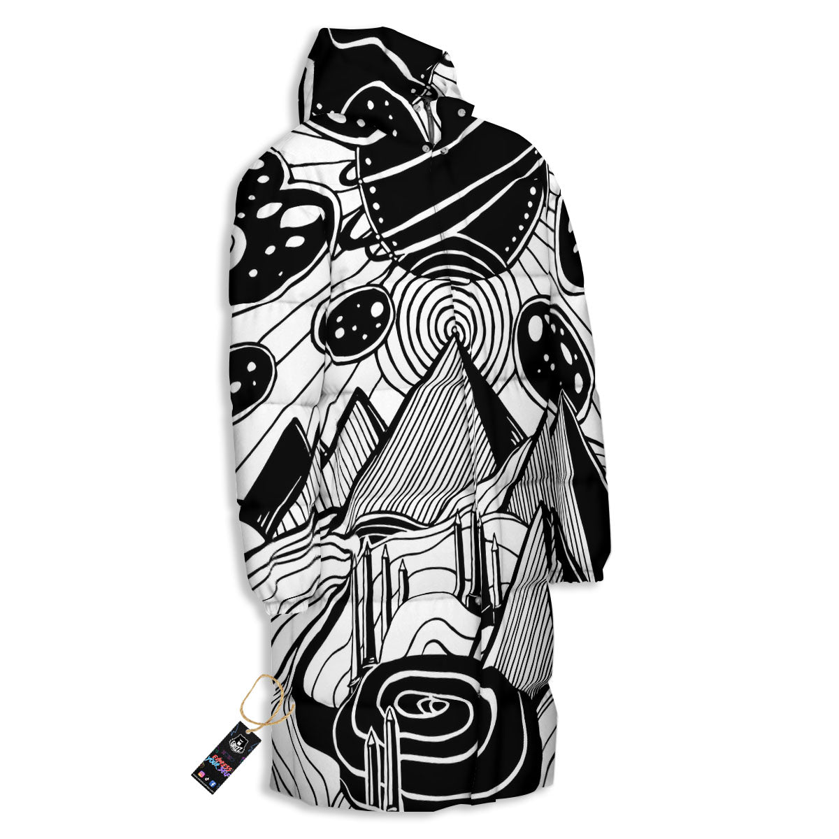 Pyramid UFO Print Long Down Jacket-grizzshop
