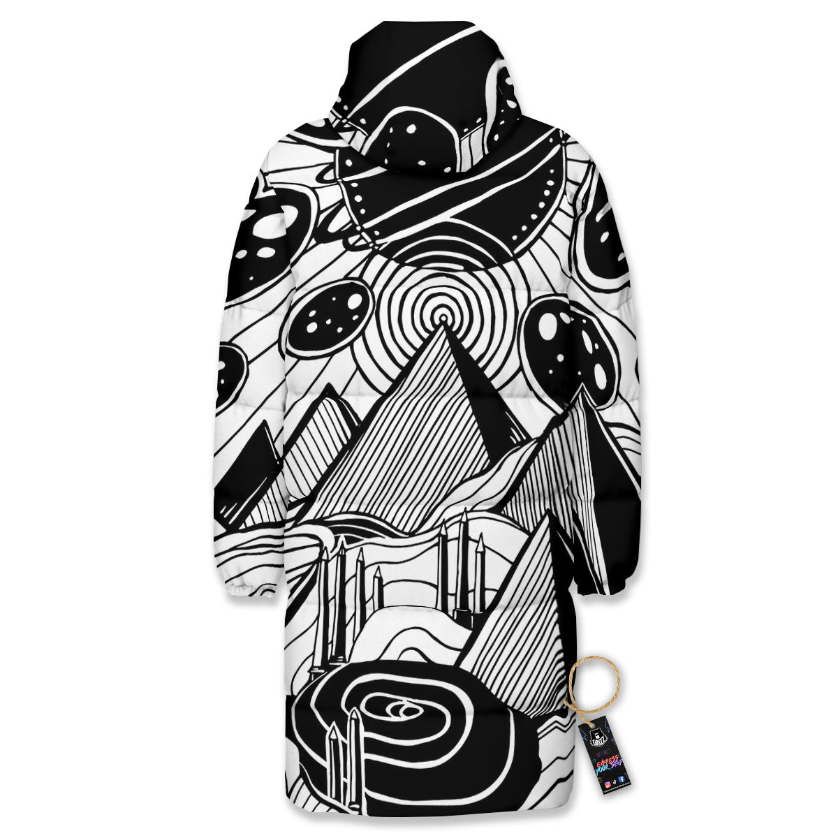 Pyramid UFO Print Long Down Jacket-grizzshop