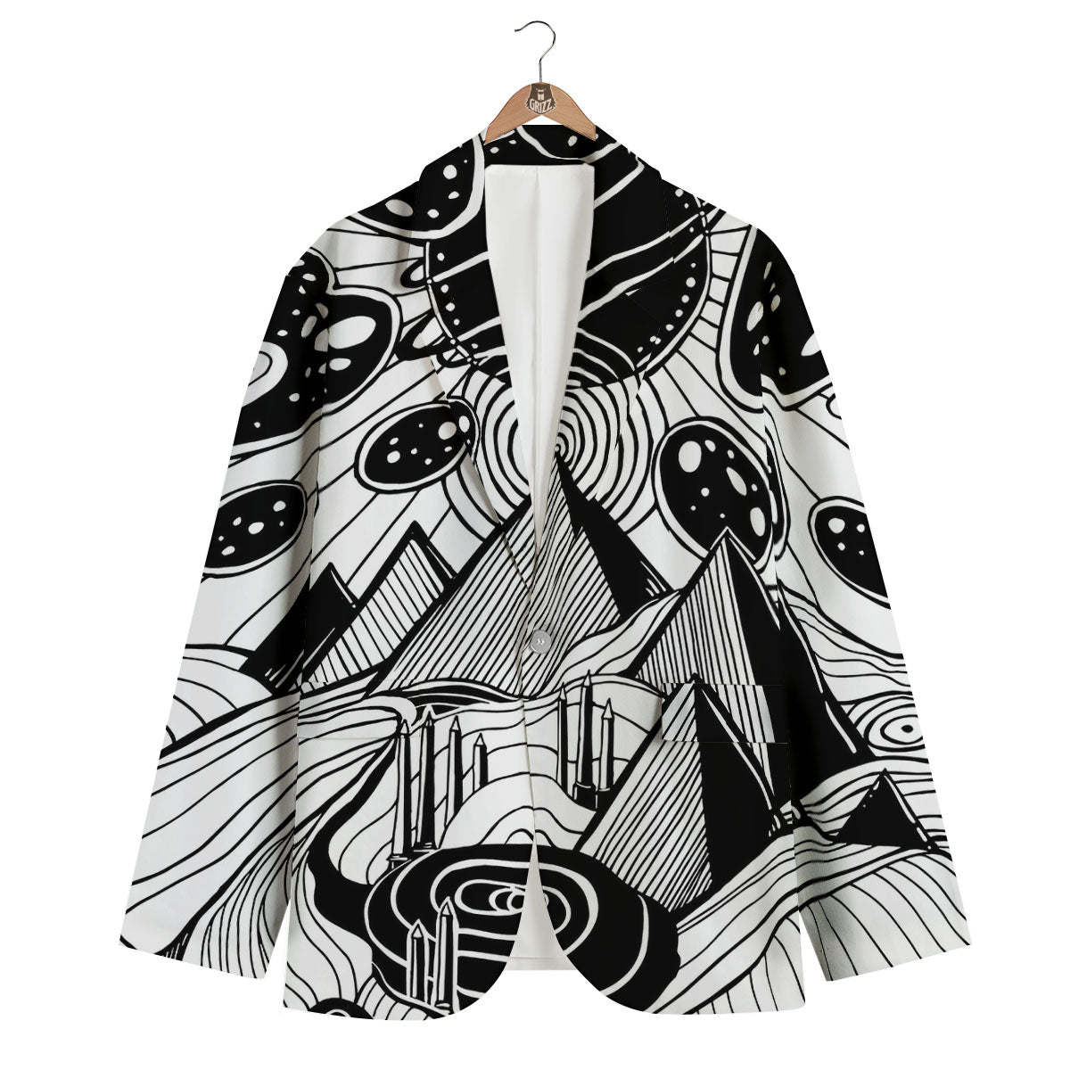Pyramid UFO Print Men's Blazer-grizzshop