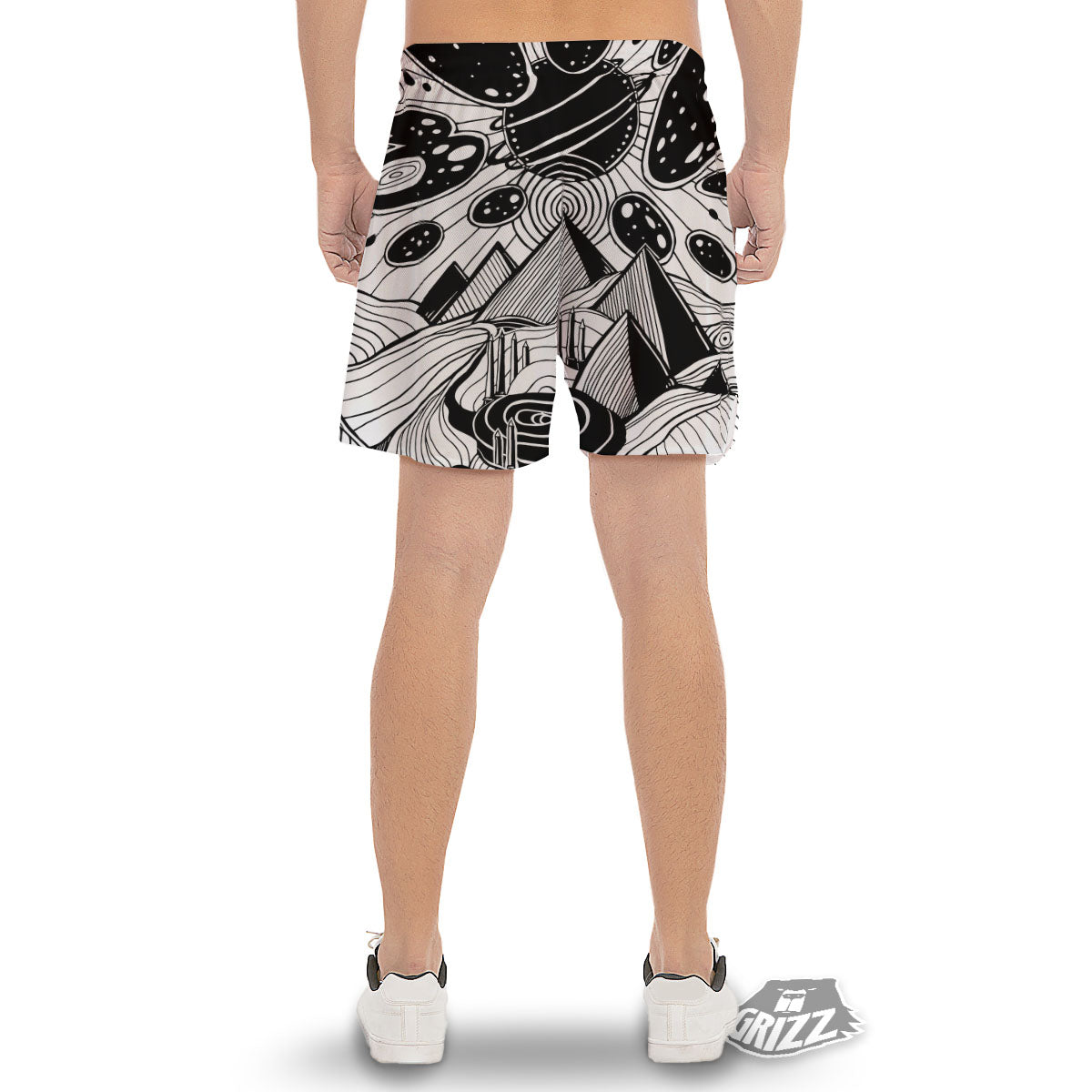 Pyramid UFO Print Men's Gym Shorts-grizzshop