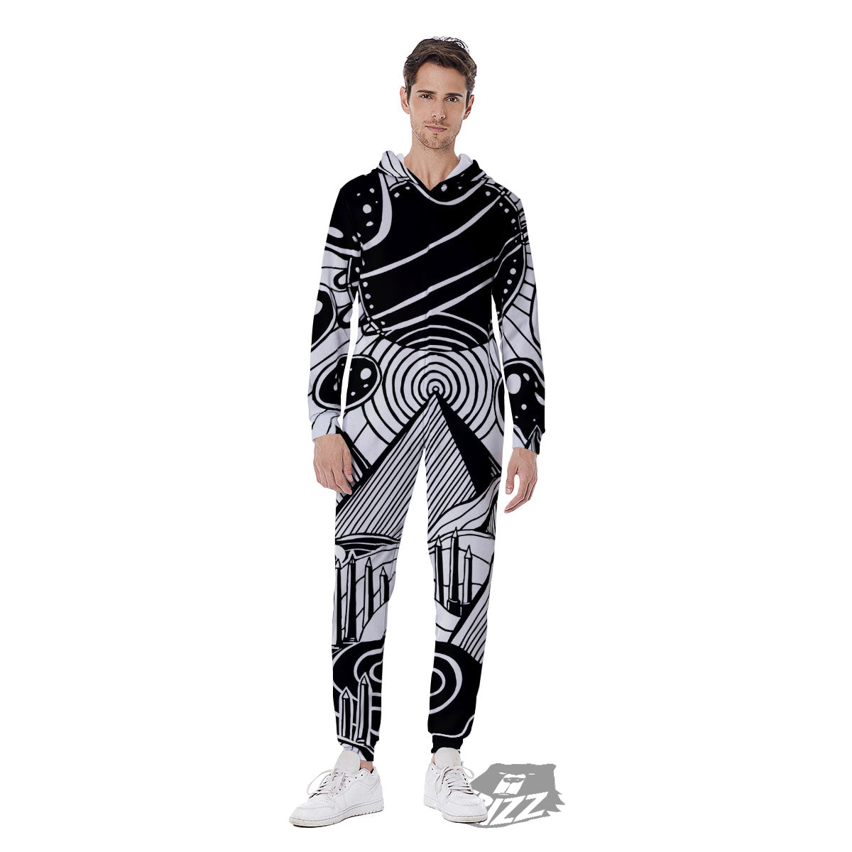 Pyramid UFO Print Men's Jumpsuit-grizzshop