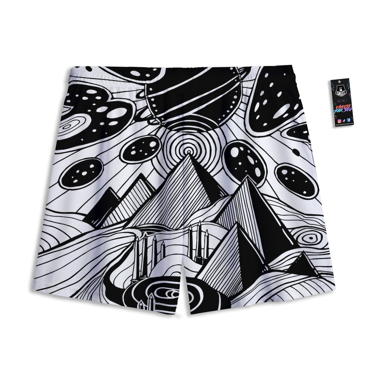 Pyramid UFO Print Mesh Shorts