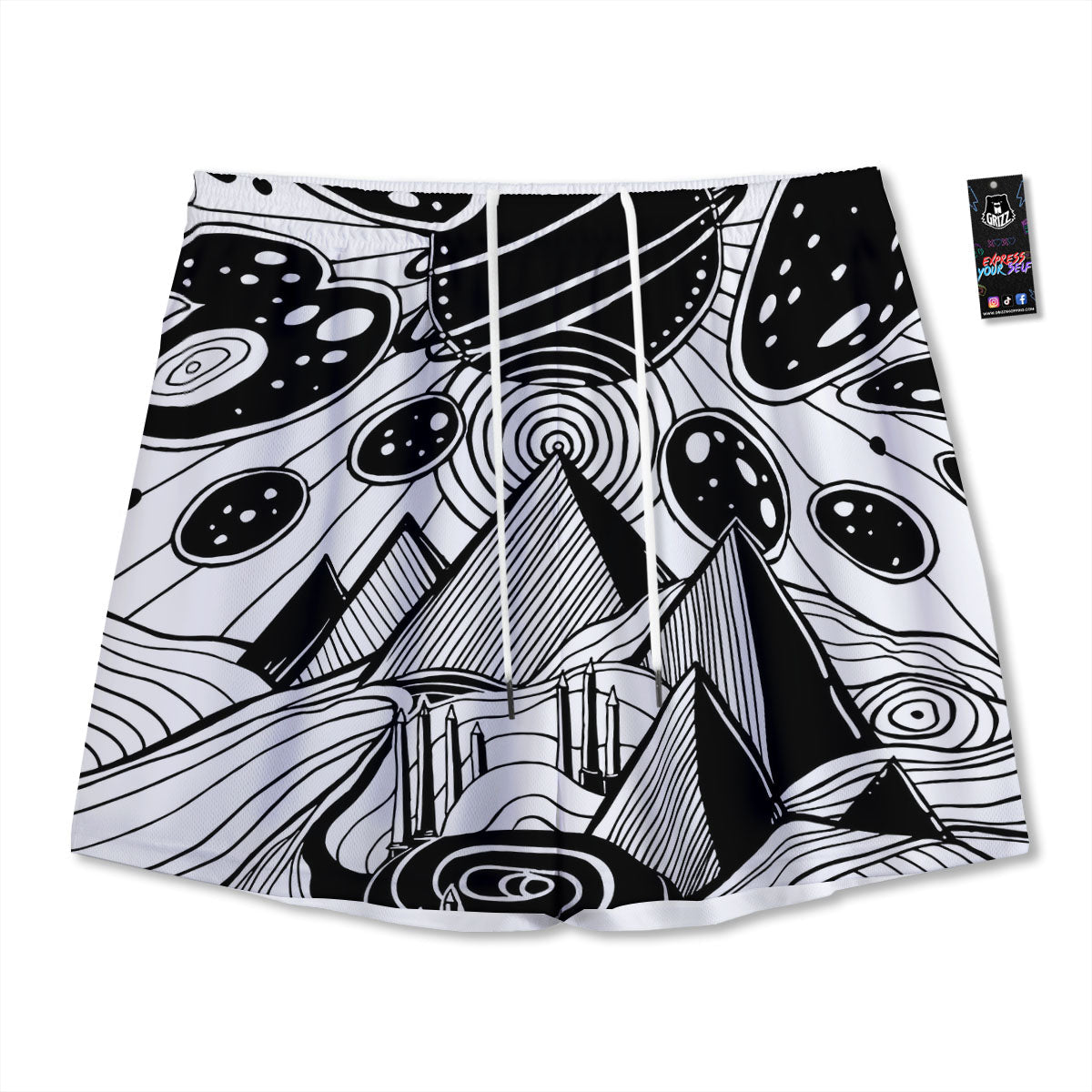 Pyramid UFO Print Mesh Shorts