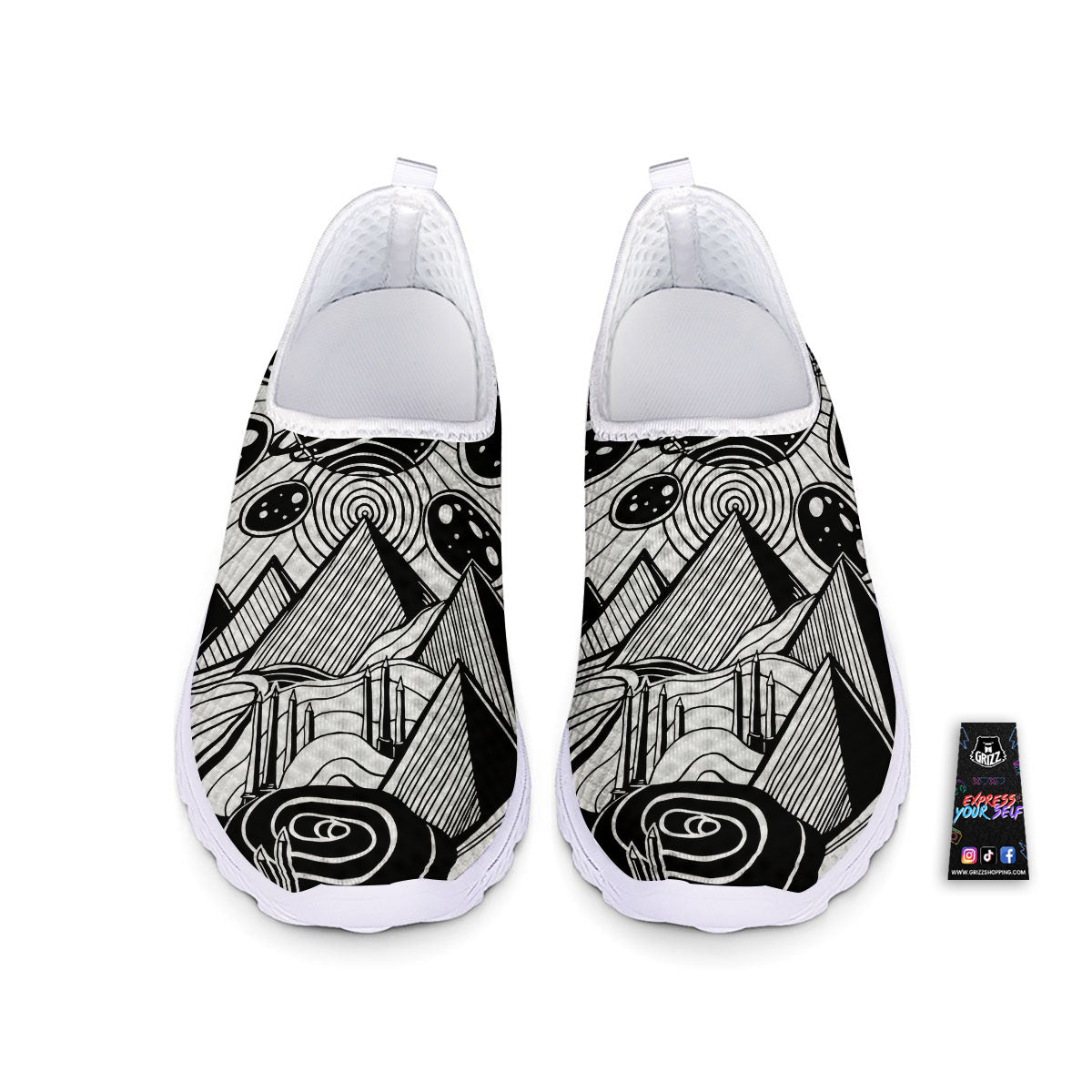Pyramid UFO Print Nurse Shoes-grizzshop