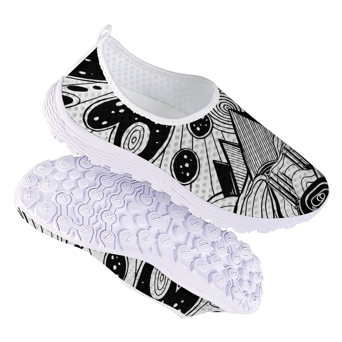 Pyramid UFO Print Nurse Shoes-grizzshop