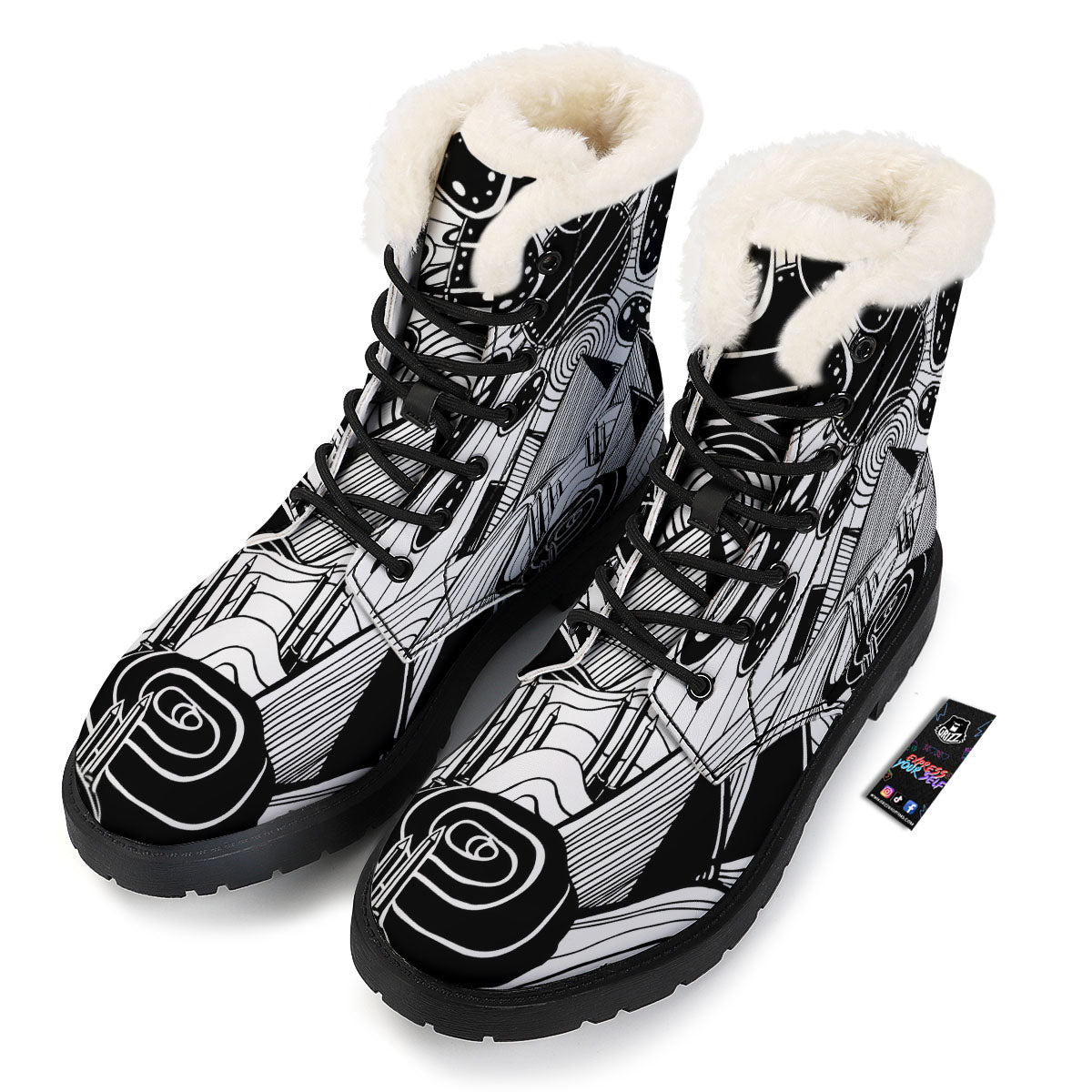 Pyramid UFO Print Winter Boots-grizzshop