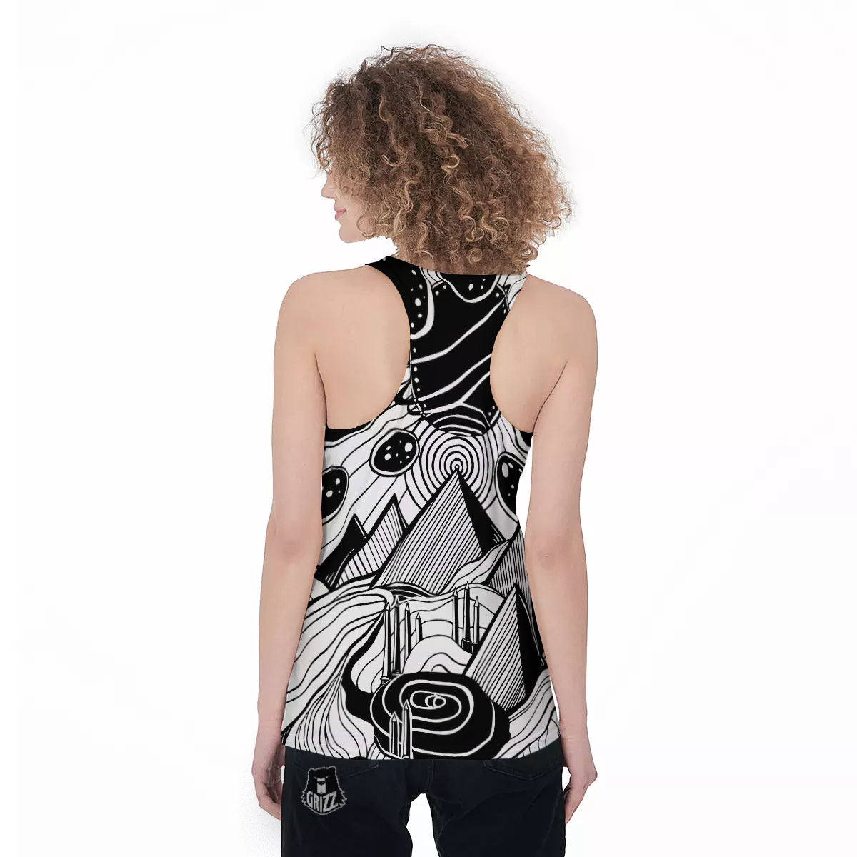 Pyramid UFO Print Women's Racerback Tank Top-grizzshop