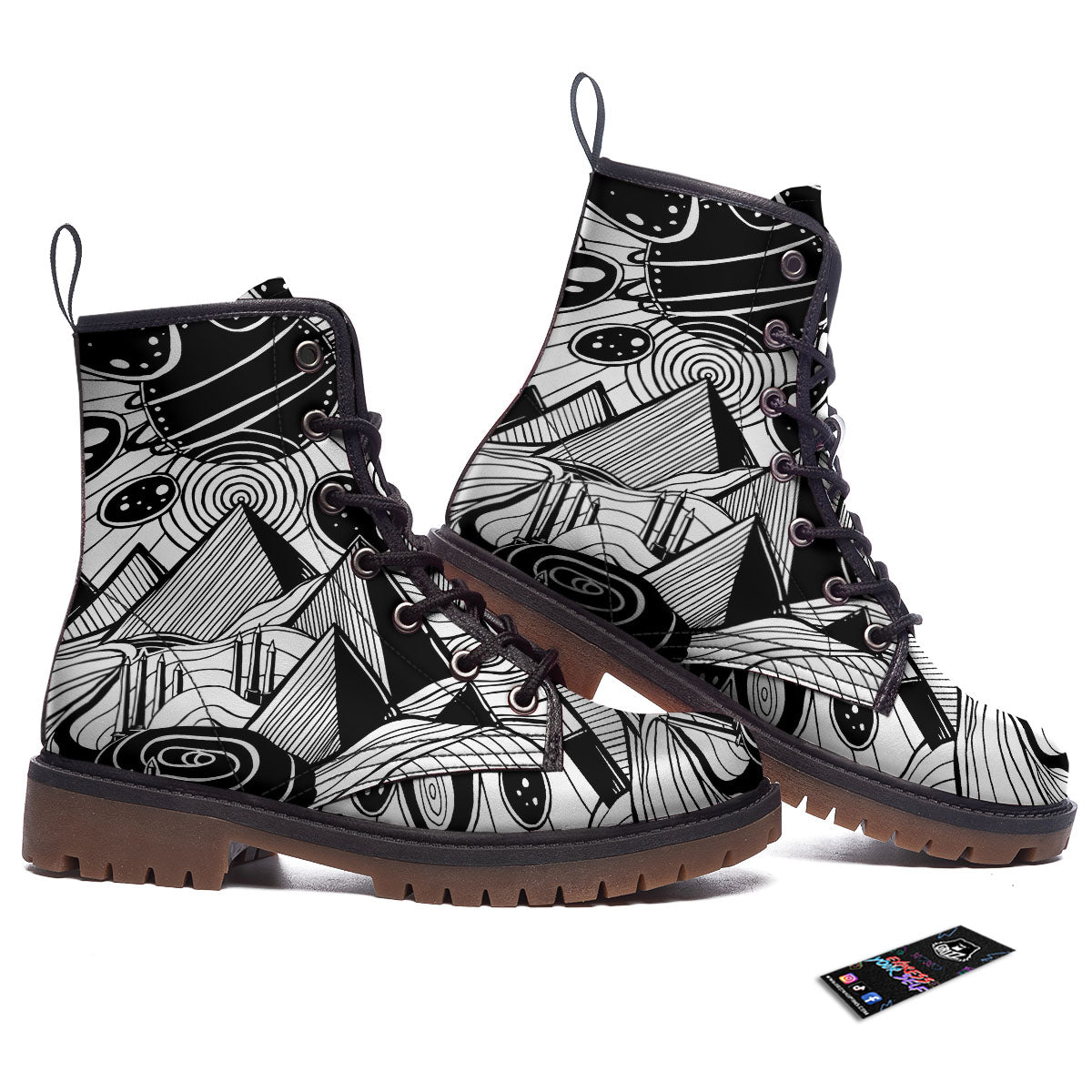 Pyramid UFO Print Work Boots-grizzshop