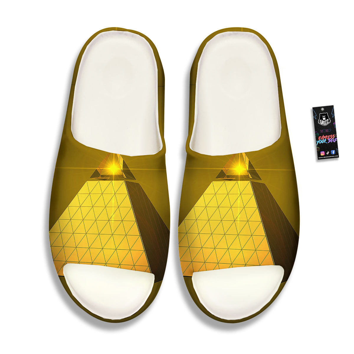 Pyramid Golden Print Sandals-grizzshop
