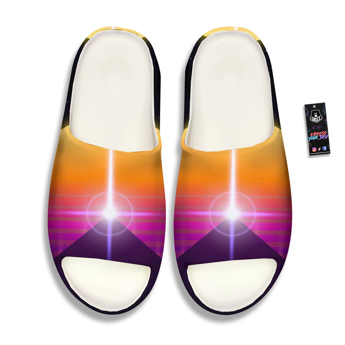 Pyramid Synthwave Print Sandals-grizzshop