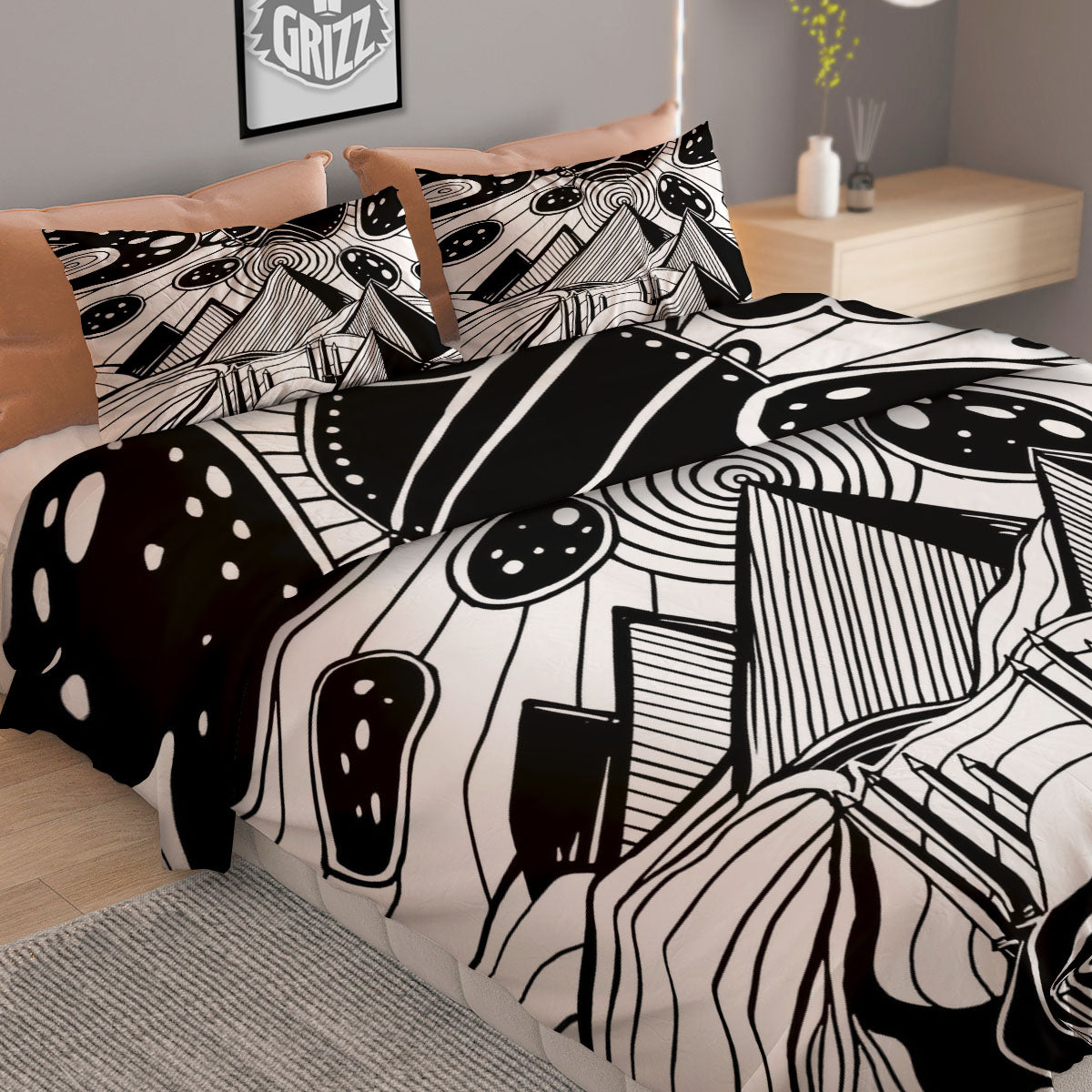 Pyramid UFO Print Duvet Cover Bedding Set