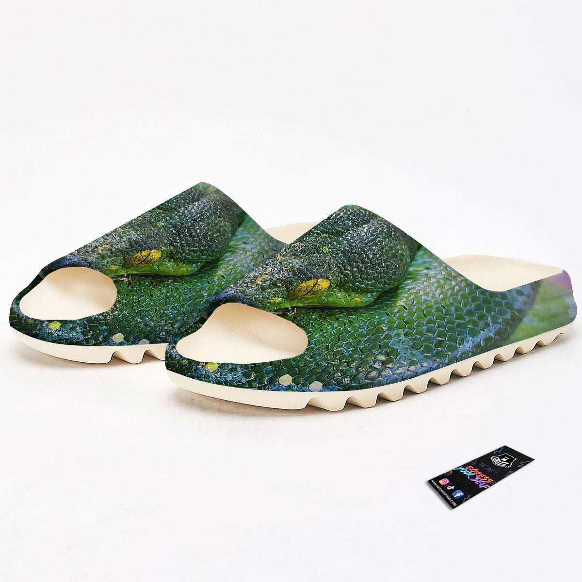 Python Snake Green Reticulated Print Sandals-grizzshop