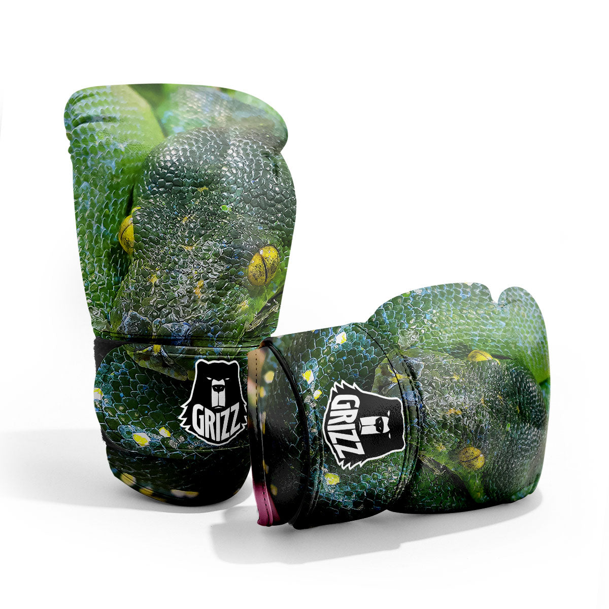 Python Snake Green Reticulated Print Pro Boxing Glove