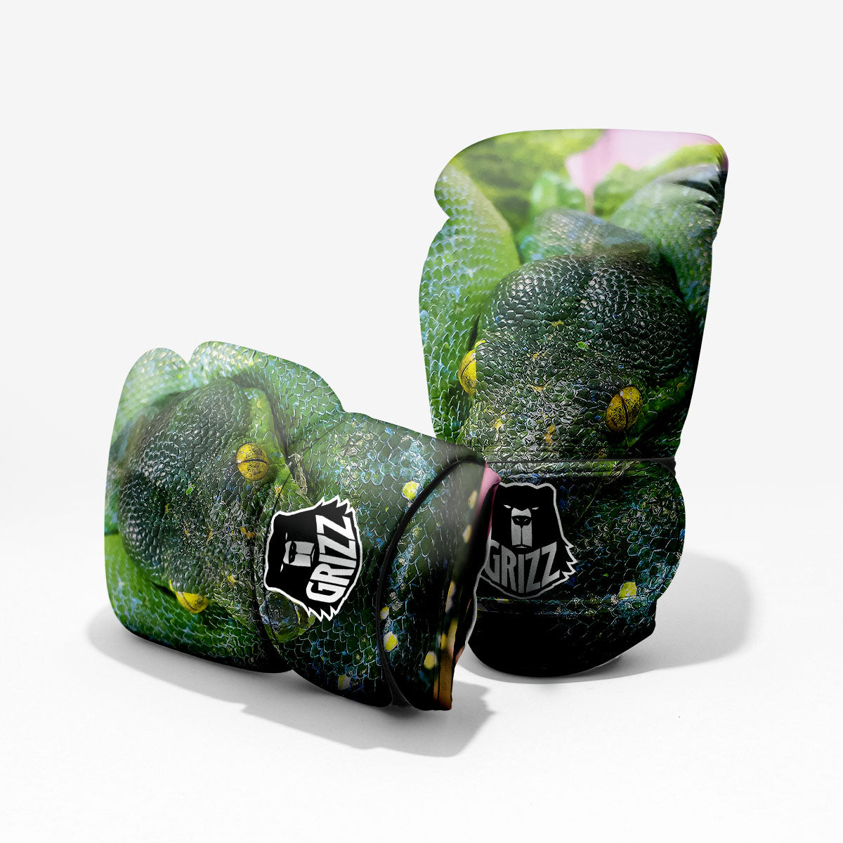 Python Snake Green Reticulated Print Pro Boxing Glove