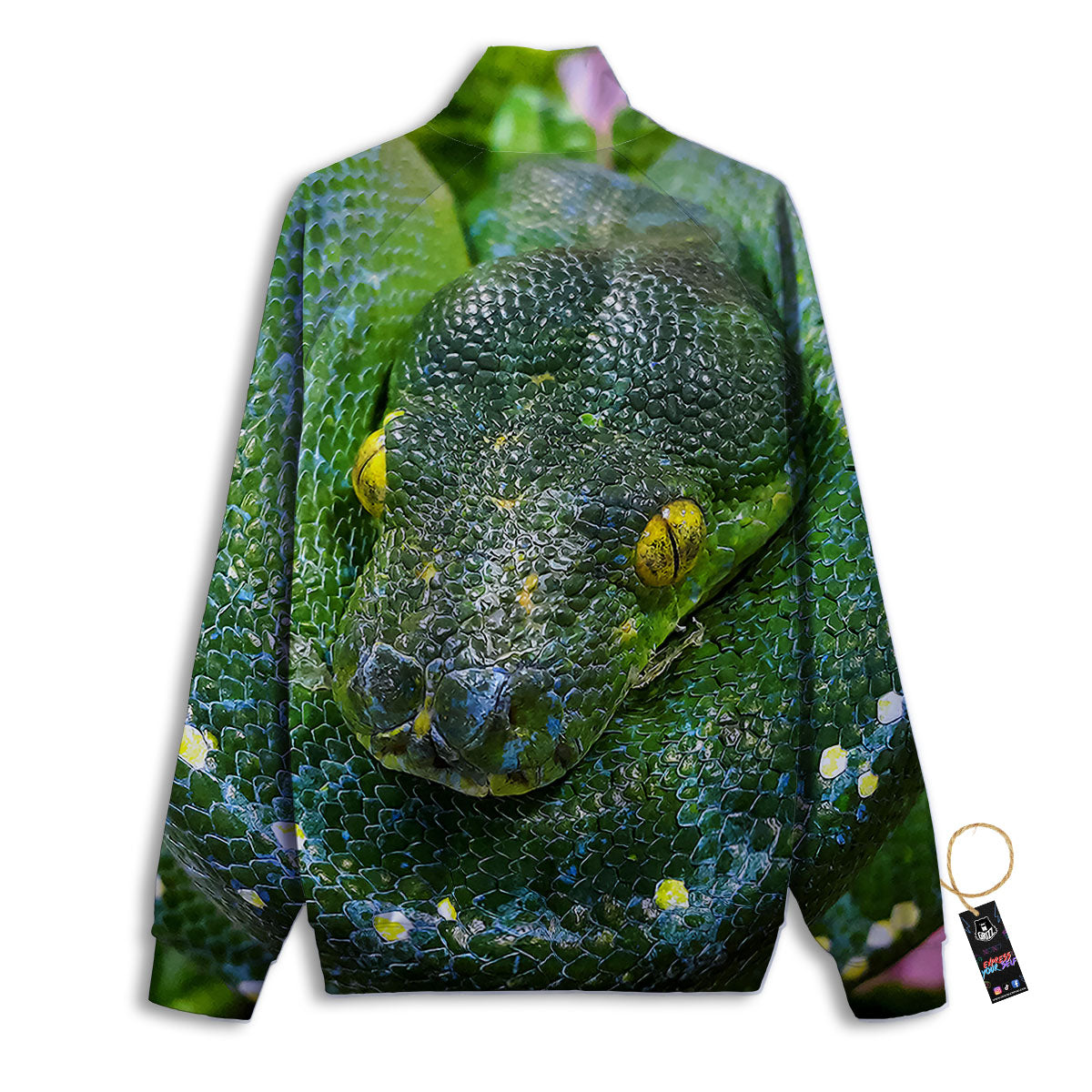 Python Snake Green Reticulated Print Track Jacket-grizzshop