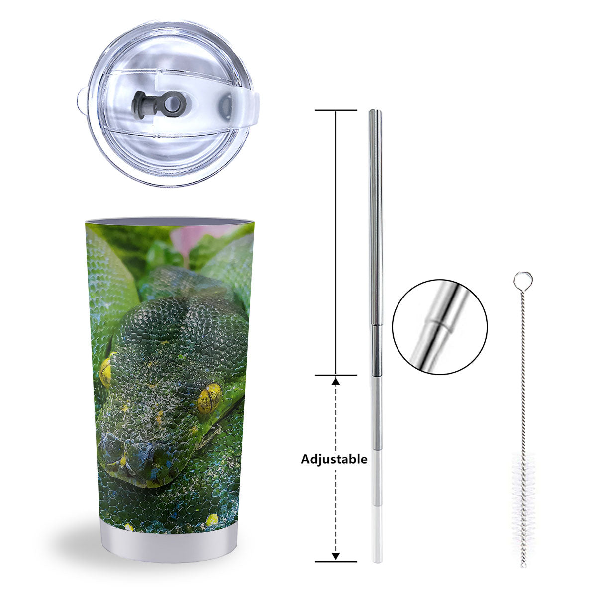 Python Snake Green Reticulated Print Tumbler-grizzshop