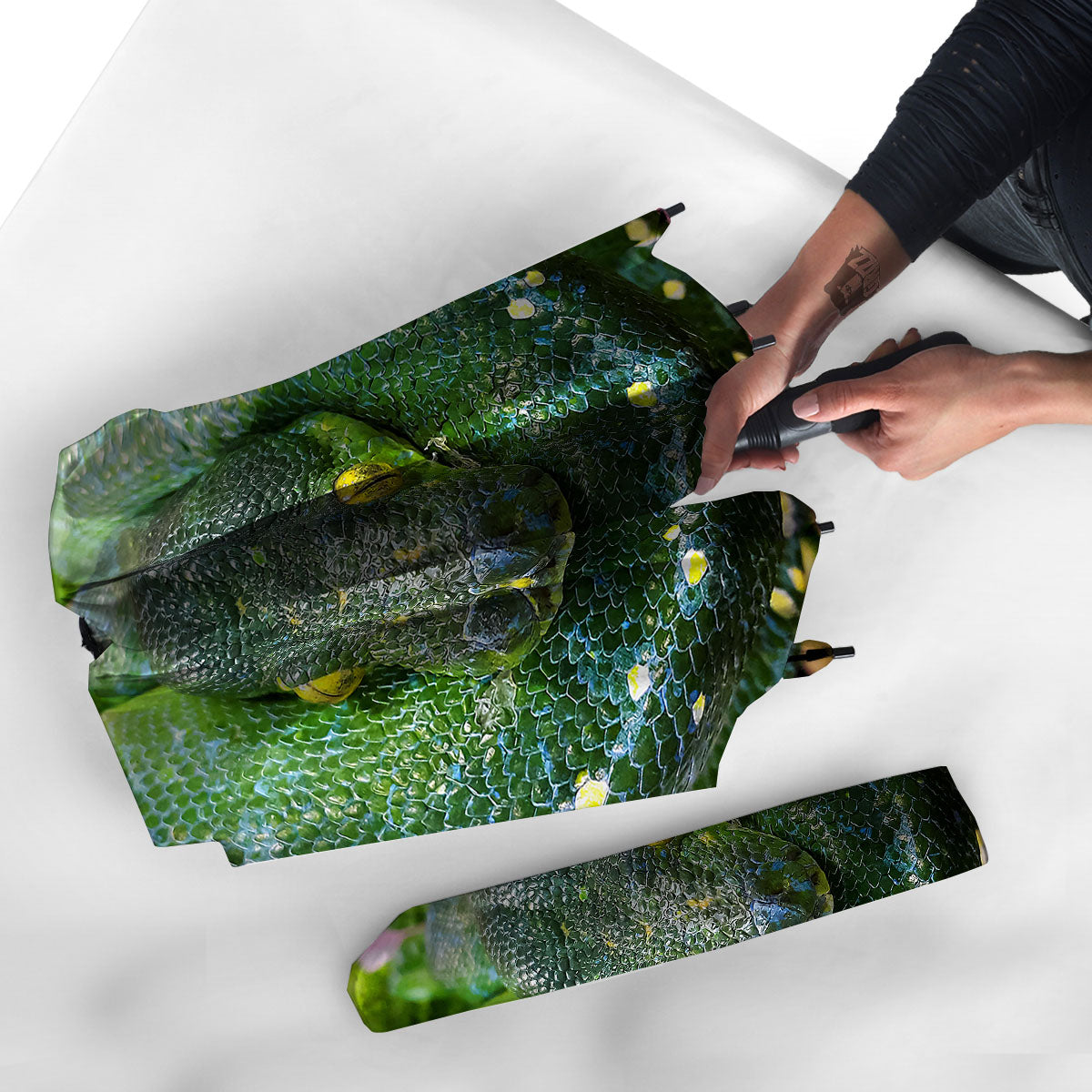 Python Snake Green Reticulated Print Umbrella-grizzshop
