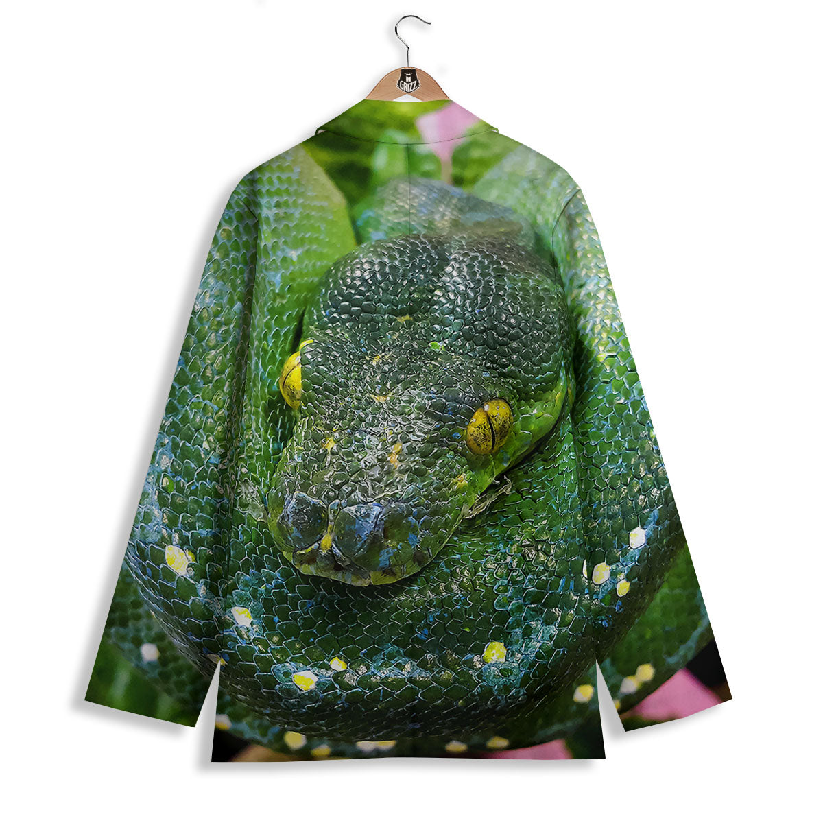 Python Snake Green Reticulated Print Women's Blazer-grizzshop
