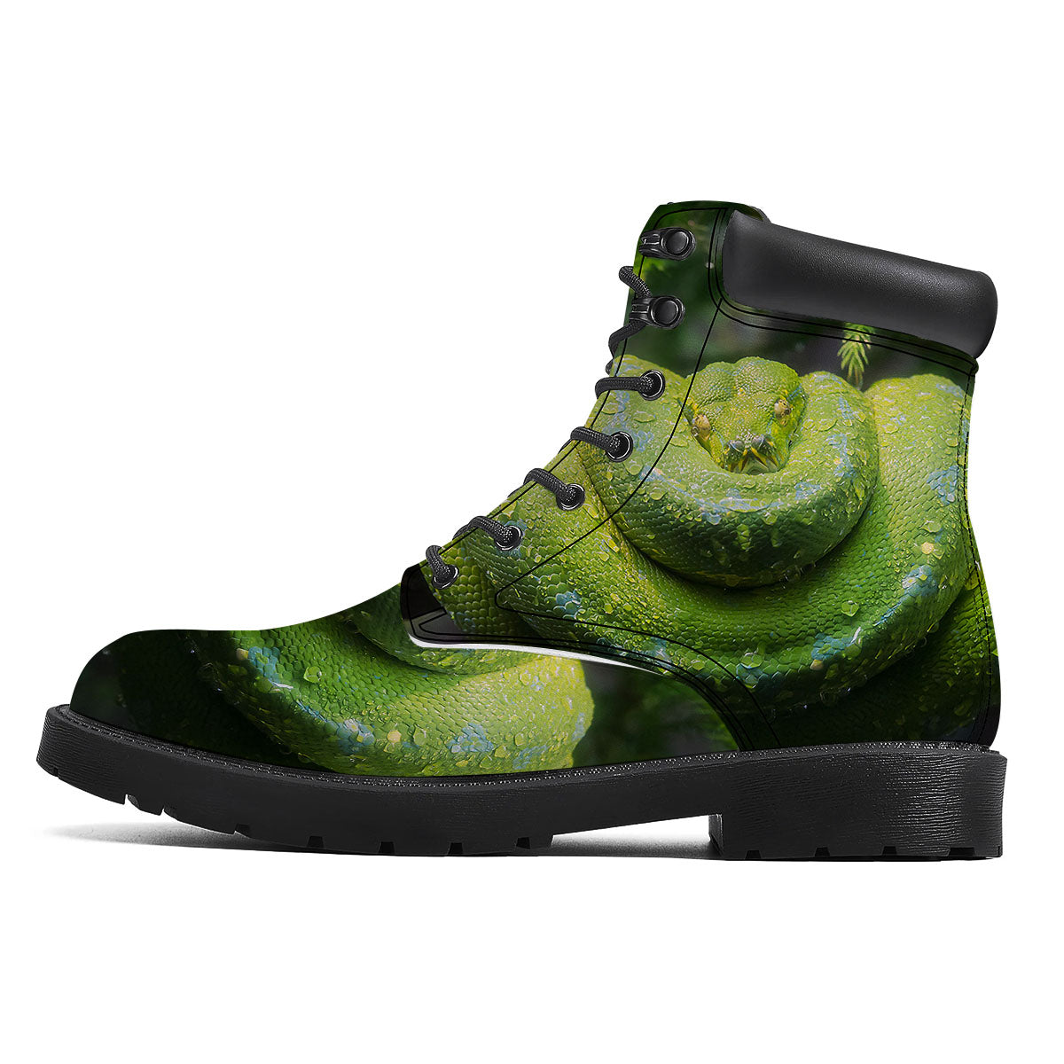 Python Snake Green Tree Print Boots-grizzshop