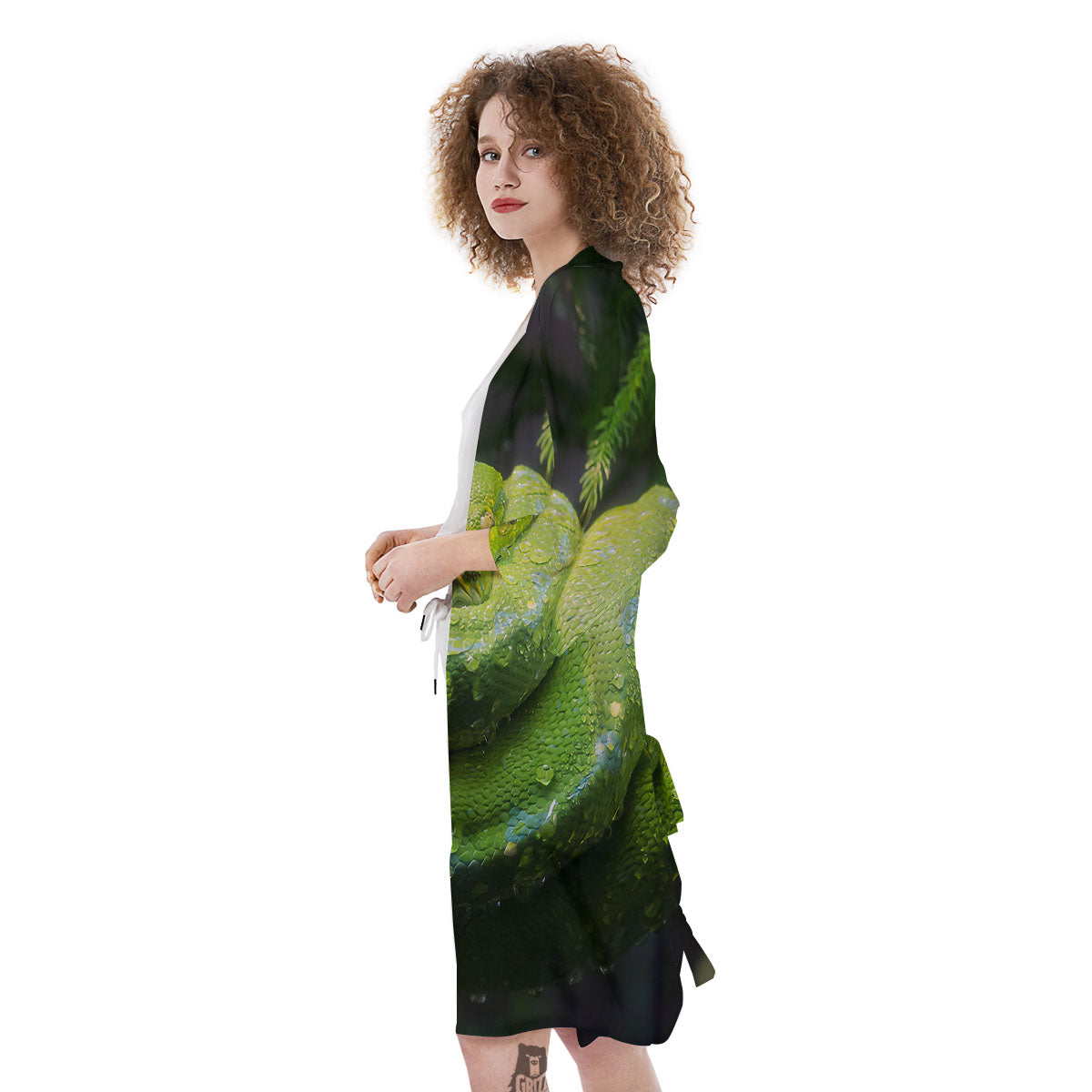 Python Snake Green Tree Print Kimono-grizzshop