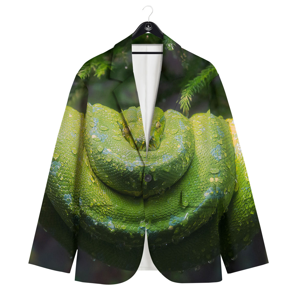 Python Snake Green Tree Print Men's Sport Coat-grizzshop