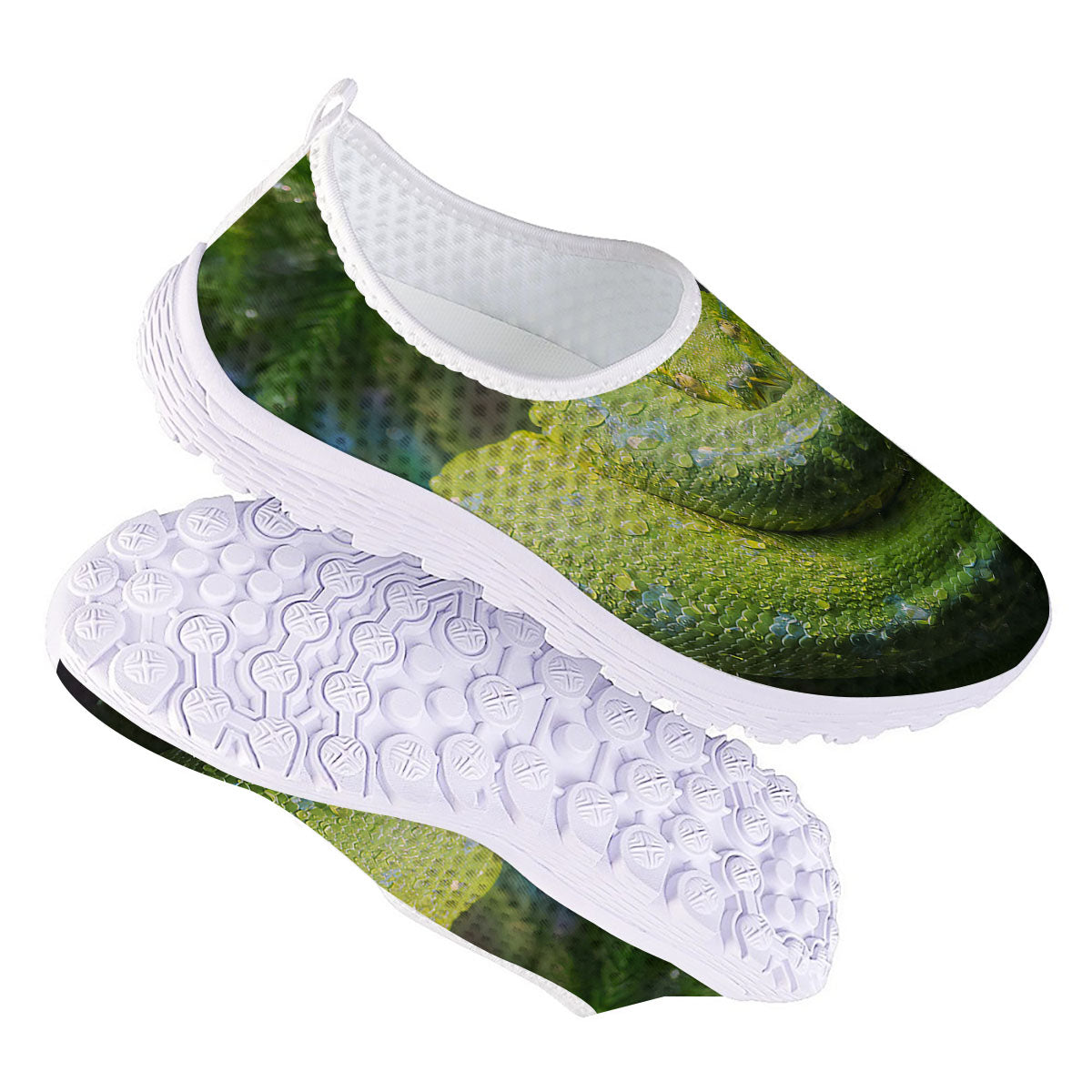 Python Snake Green Tree Print Nurse Shoes-grizzshop