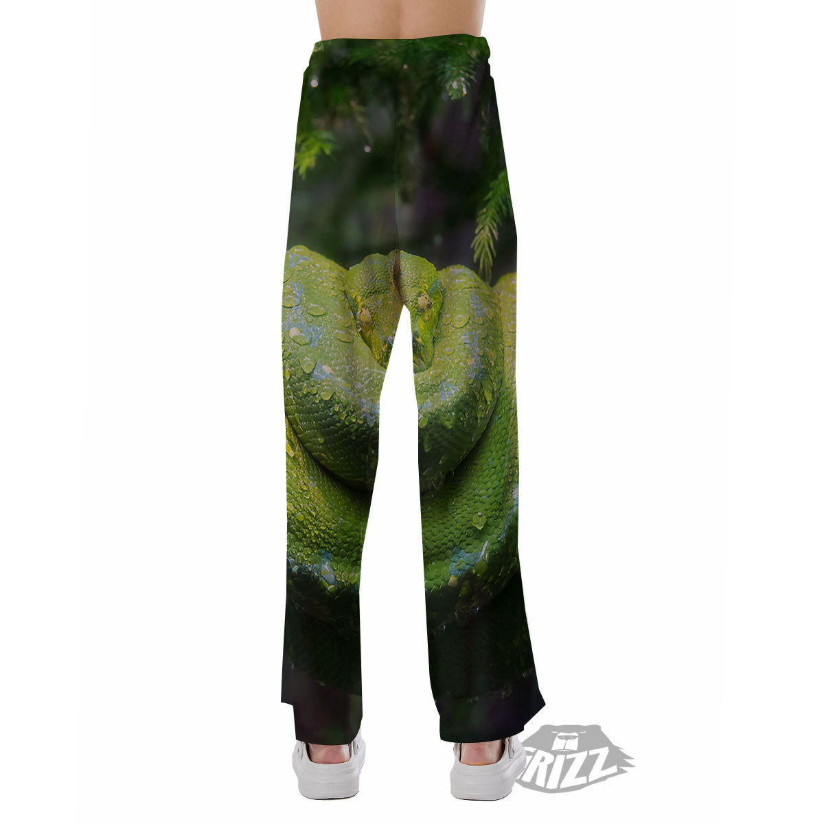 Python Snake Green Tree Print Pajama Pants-grizzshop