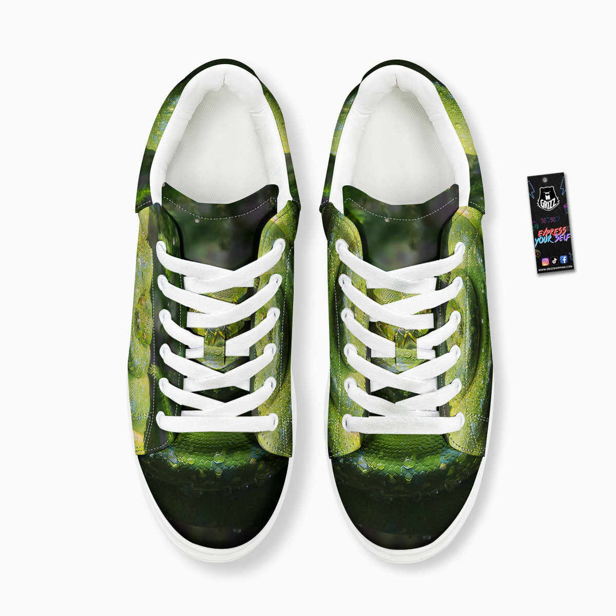 Python Snake Green Tree Print Platform Shoes-grizzshop