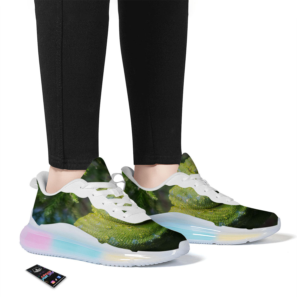 Python Snake Green Tree Print Running Sneakers-grizzshop