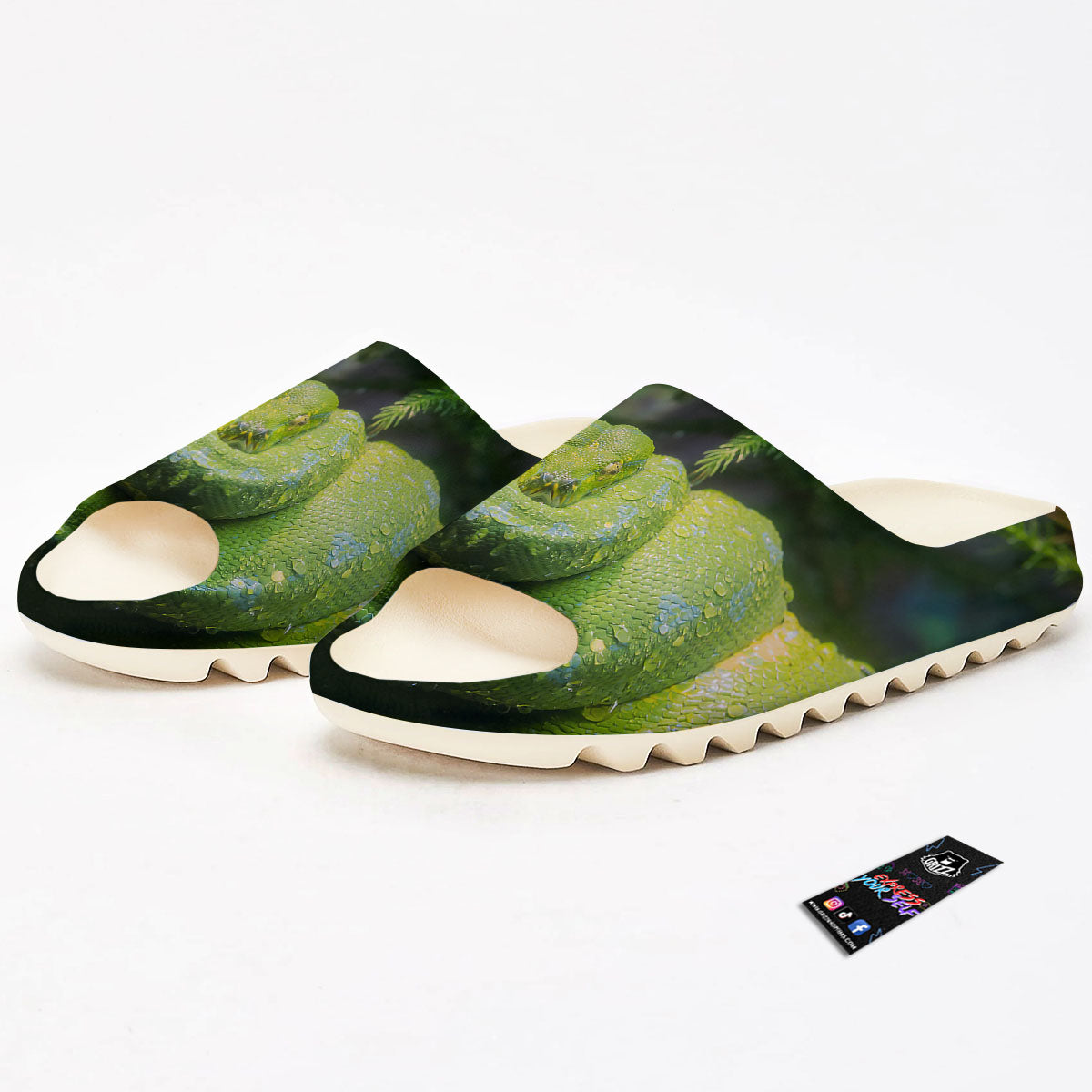 Python Snake Green Tree Print Sandals-grizzshop