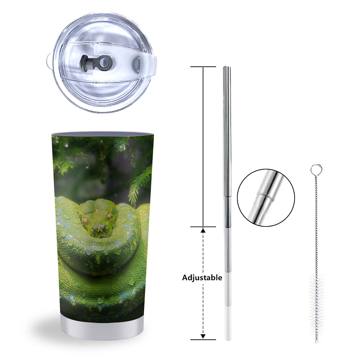 Python Snake Green Tree Print Tumbler-grizzshop