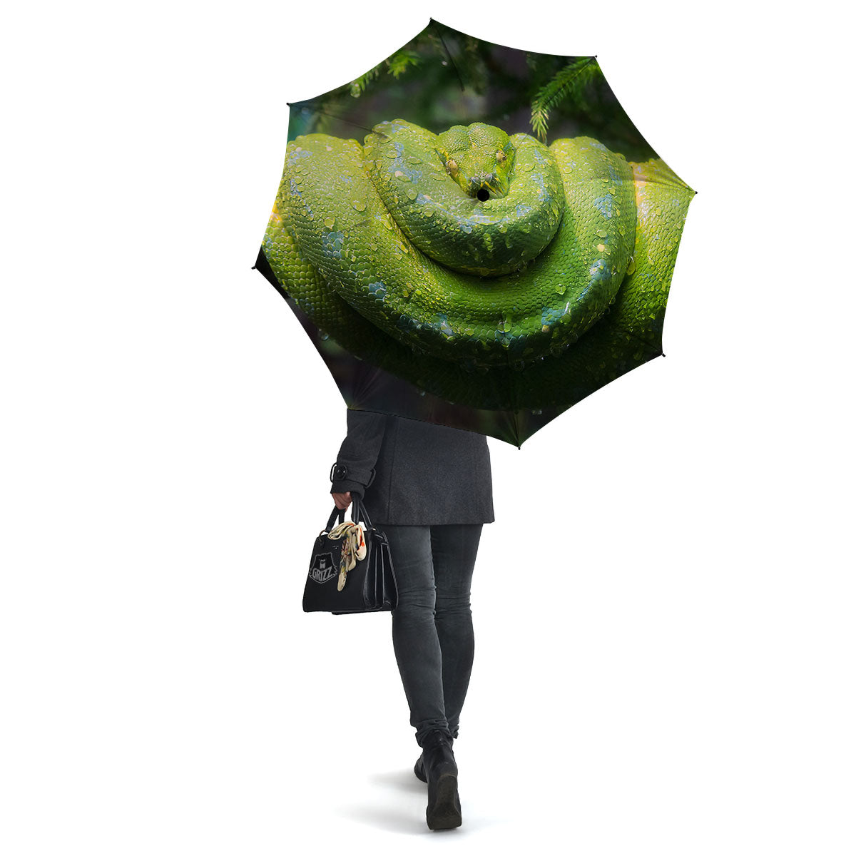 Python Snake Green Tree Print Umbrella-grizzshop